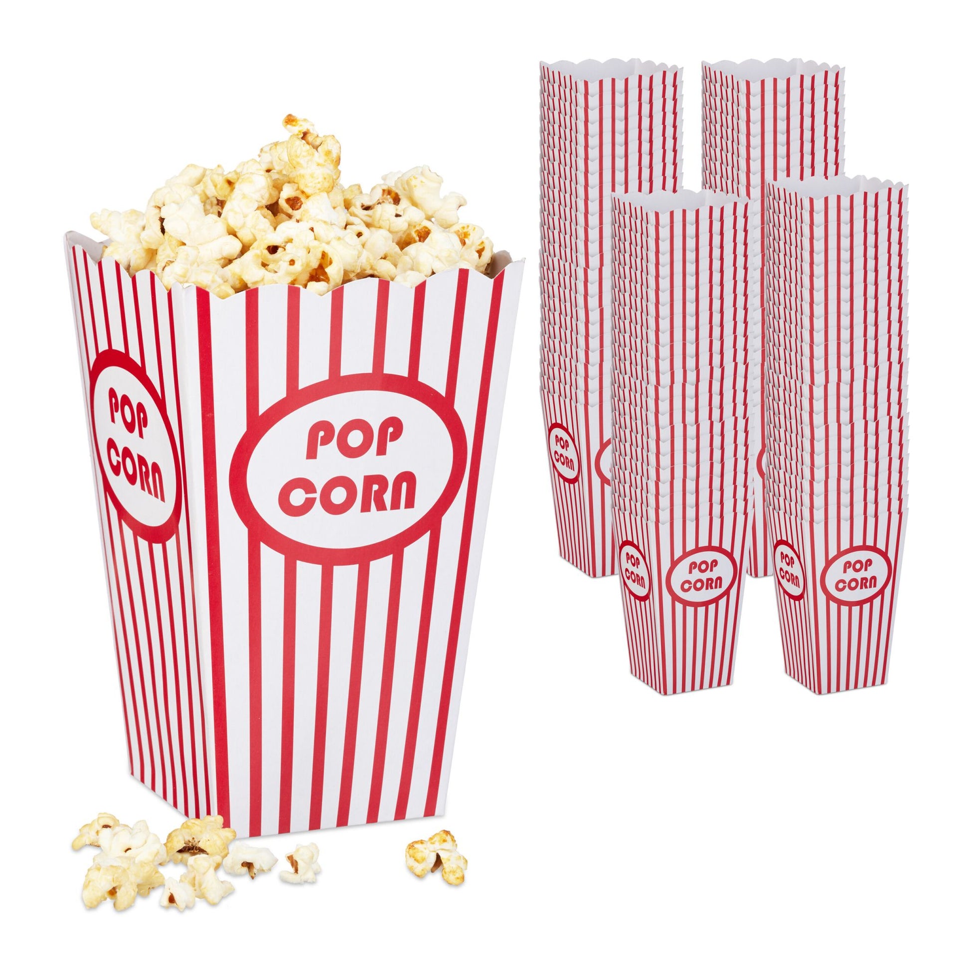 Popcorntüten 100er-Set Weiss-Rot von Relaxdays