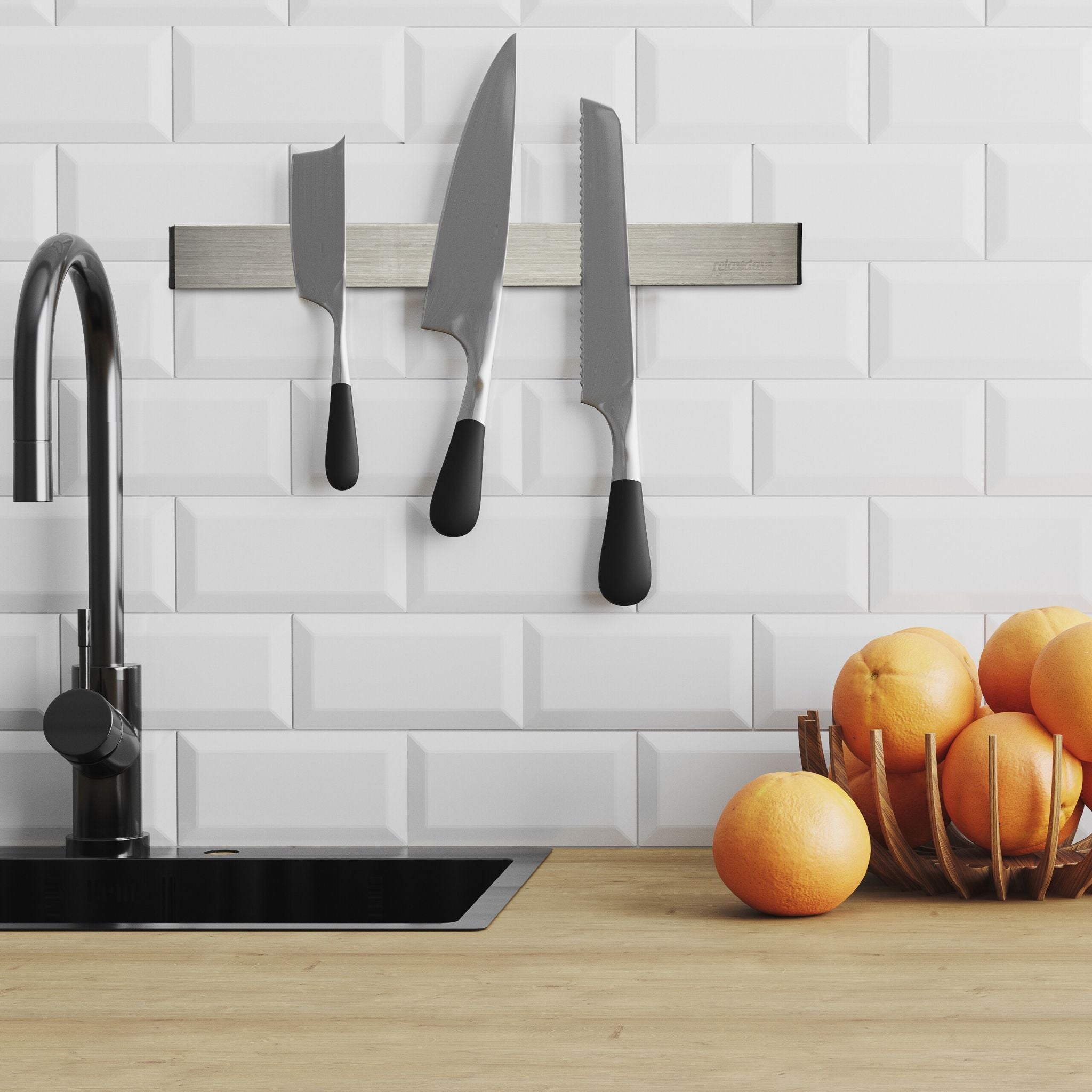 Selbstklebende Magnetleiste 30cm Schwarz-Silber von Relaxdays