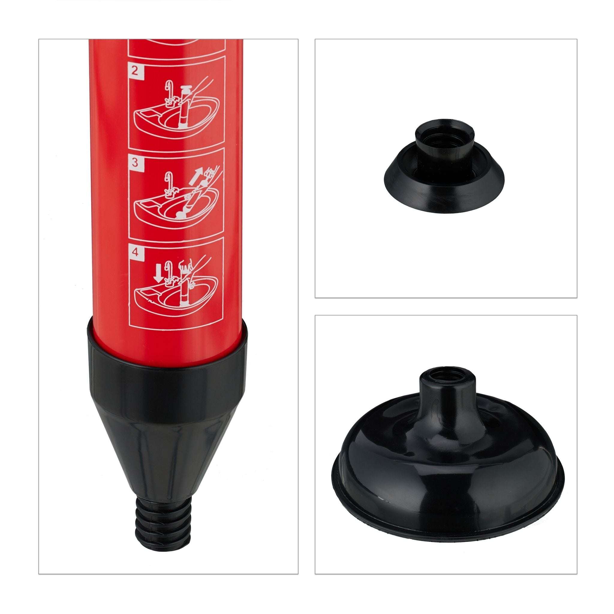 Abflussreiniger Pumpe Rot-Schwarz von Relaxdays