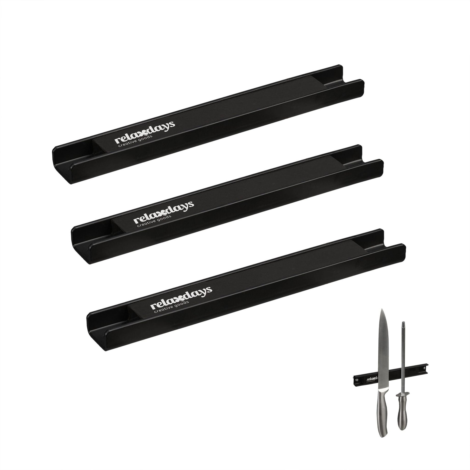 Magnetleiste Stahl 3er-Set Schwarz von Relaxdays