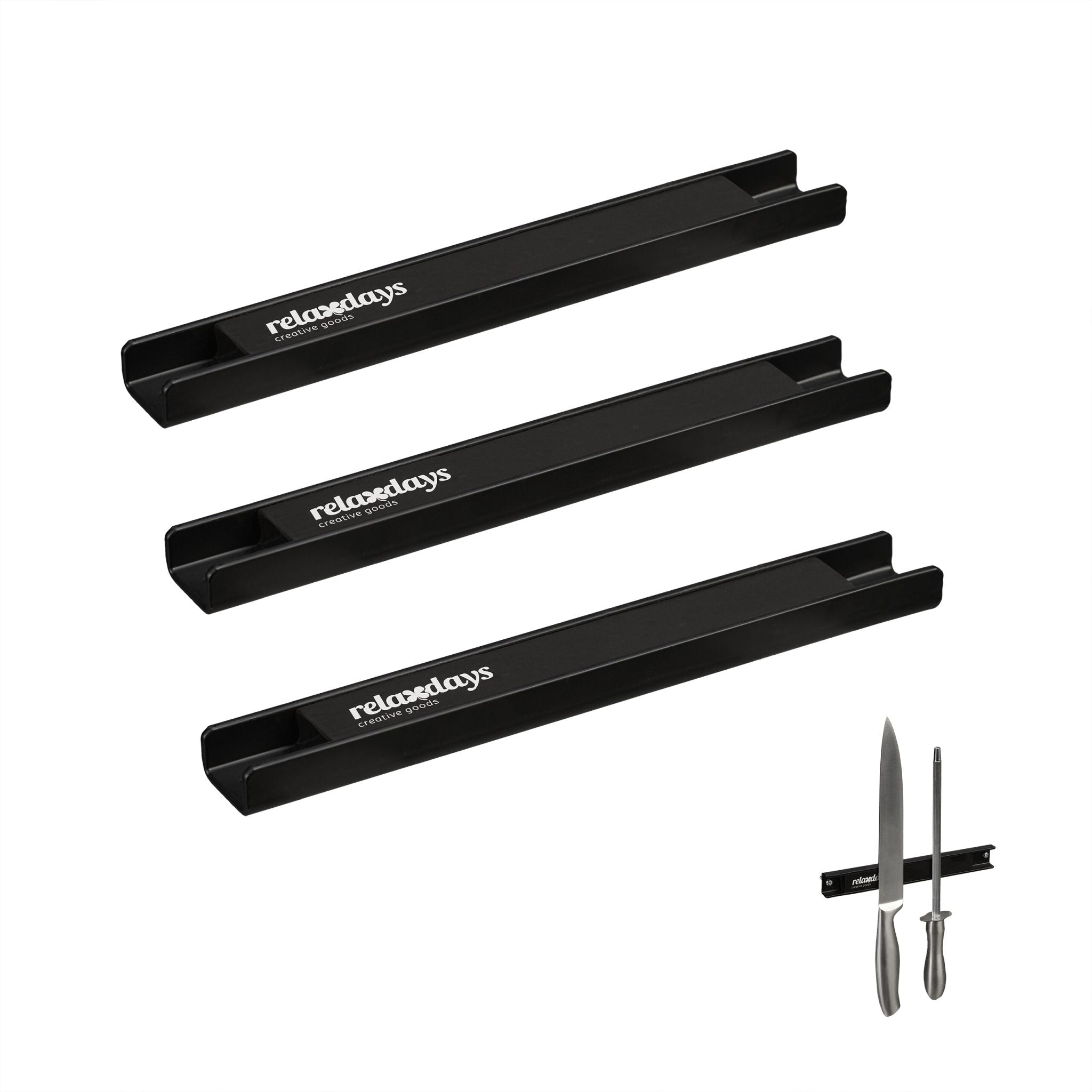 Magnetleiste Stahl 3er-Set Schwarz von Relaxdays