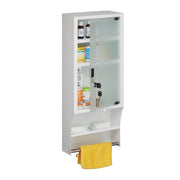 Abschliessbarer Medizinschrank Glastür Weiss-Silber-Transparent von Relaxdays