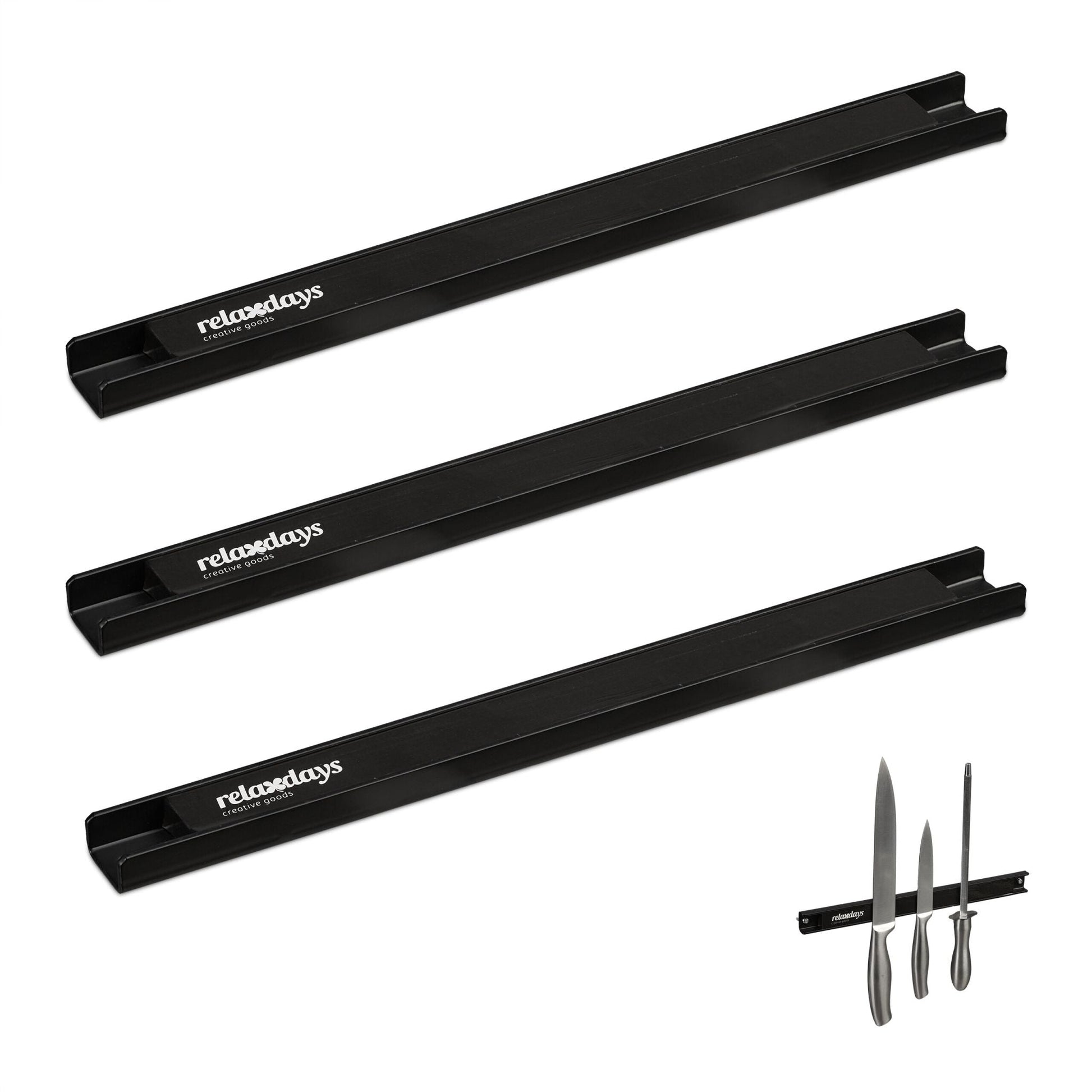Magnetleiste 30cm 3er-Set Schwarz von Relaxdays