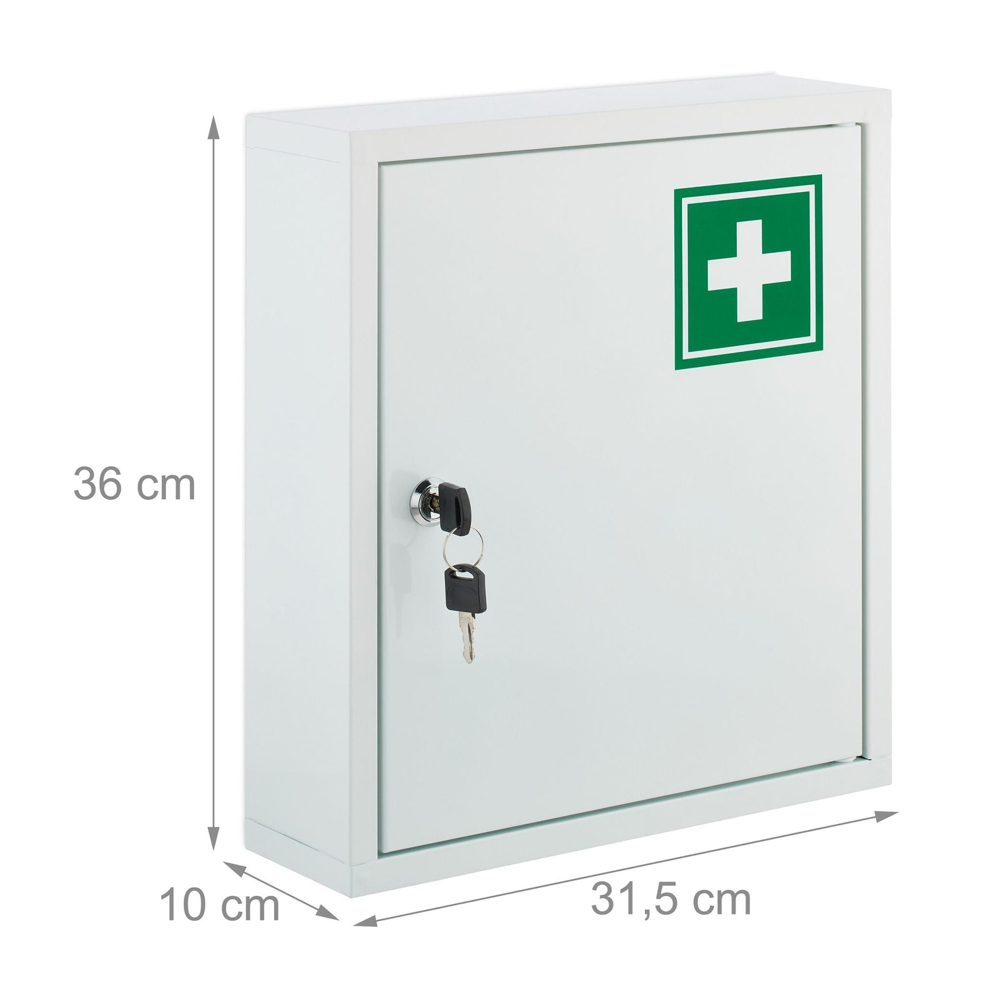 Abschliessbarer Medizinschrank Weiss-Grün-Silber von Relaxdays