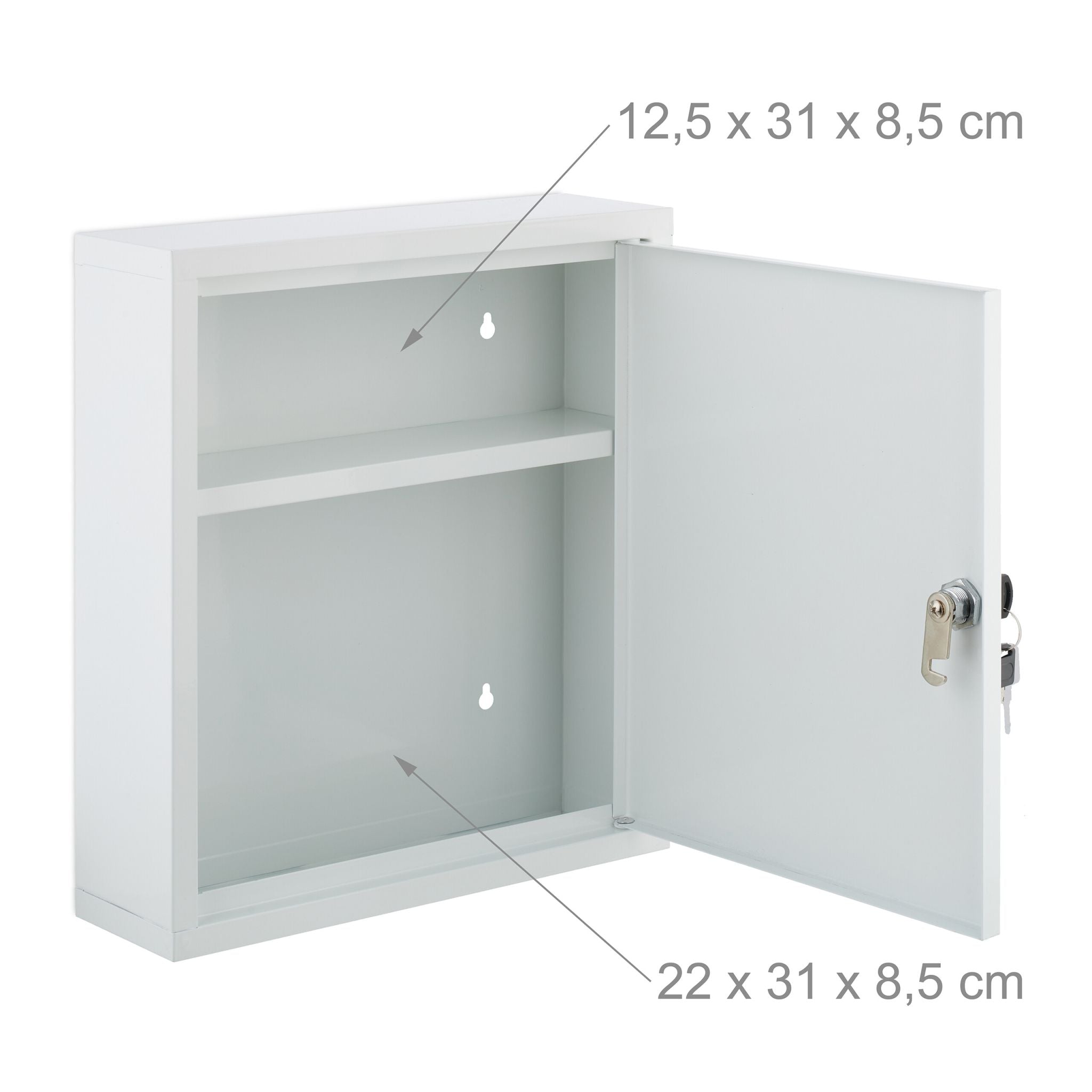 Abschliessbarer Medizinschrank Weiss-Grün-Silber von Relaxdays