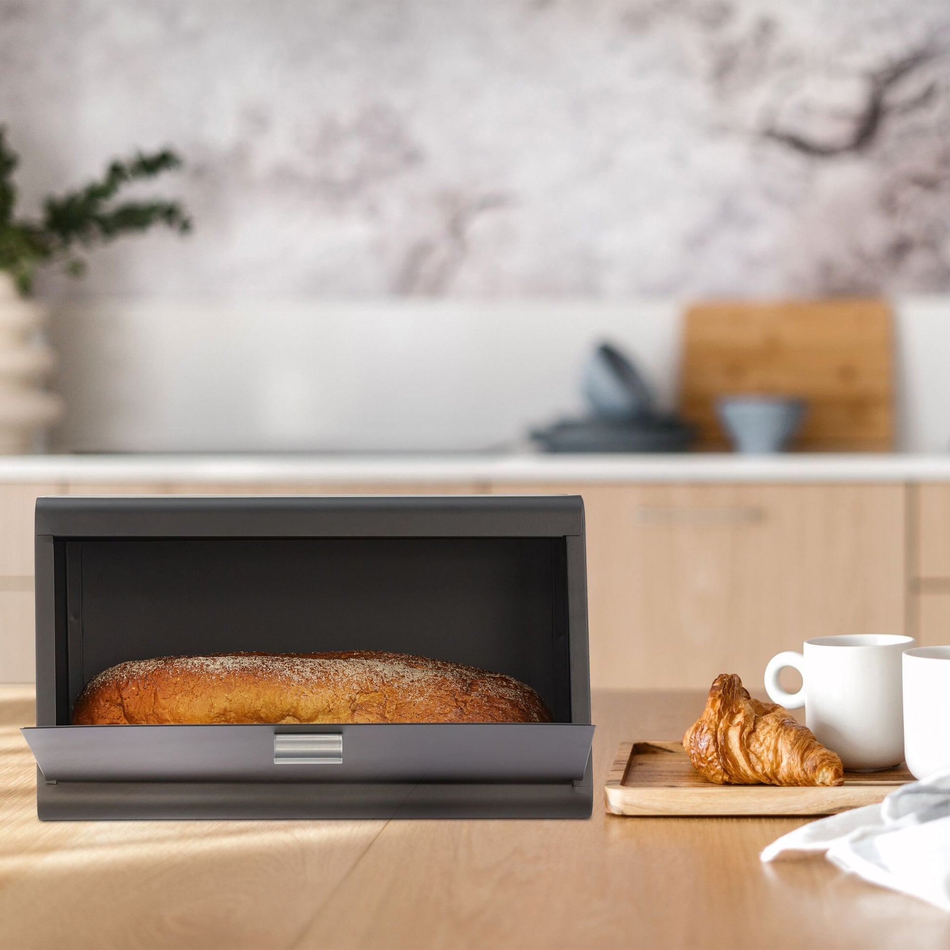 Brotkasten Edelstahl Schwarz-Grau von Relaxdays