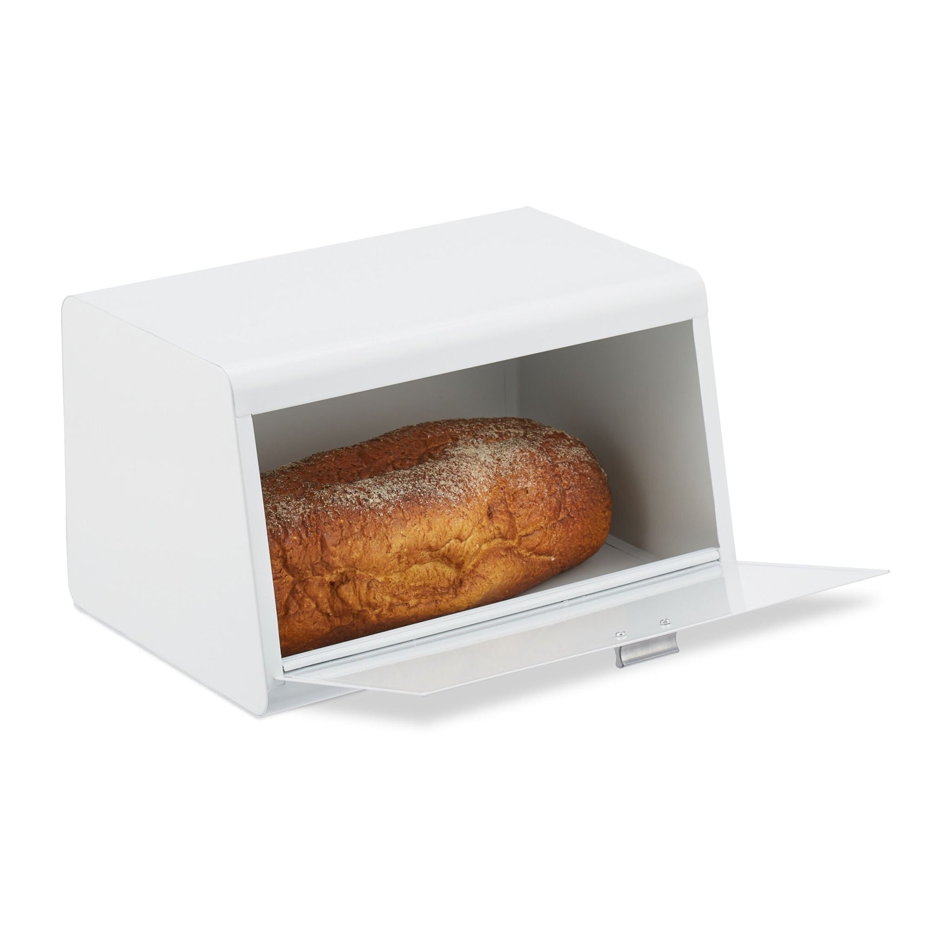 Brotkasten Edelstahl Weiss-Grau von Relaxdays
