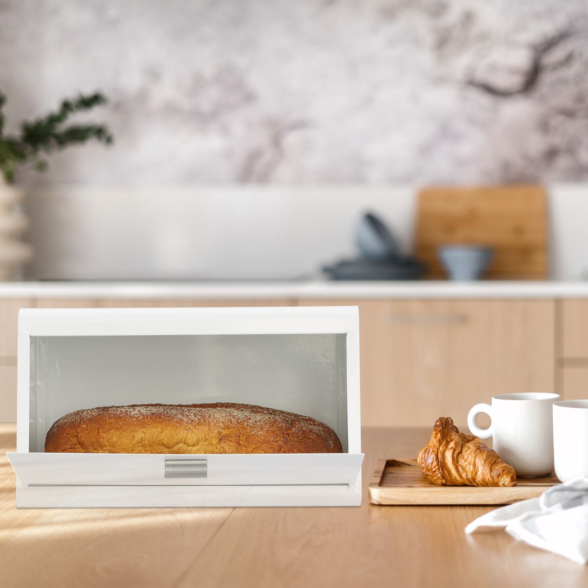 Brotkasten Edelstahl Weiss-Grau von Relaxdays
