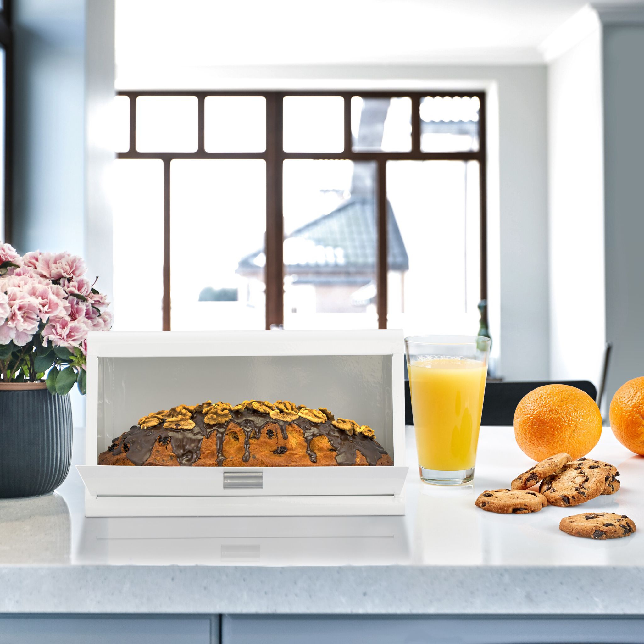 Brotkasten Edelstahl Weiss-Grau von Relaxdays