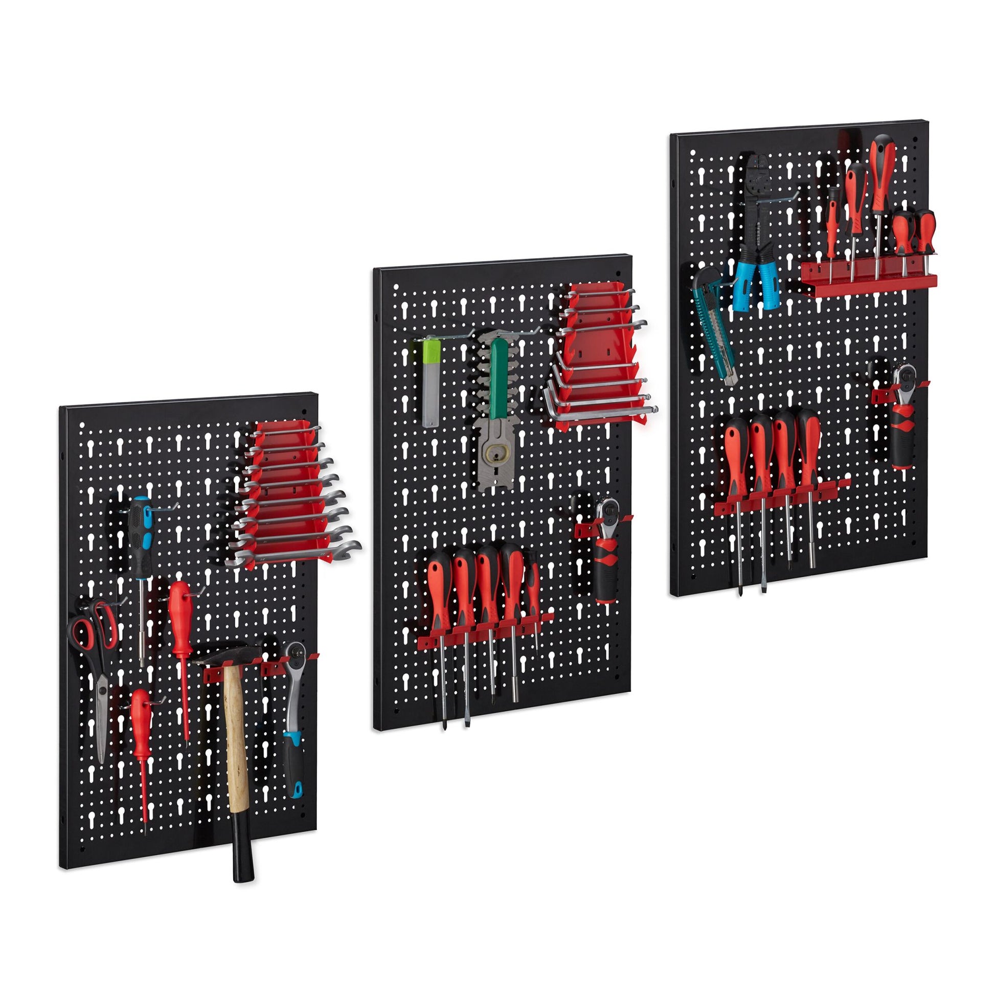 Werkzeugwand 25-teilig Rot-Schwarz-Silber von Relaxdays