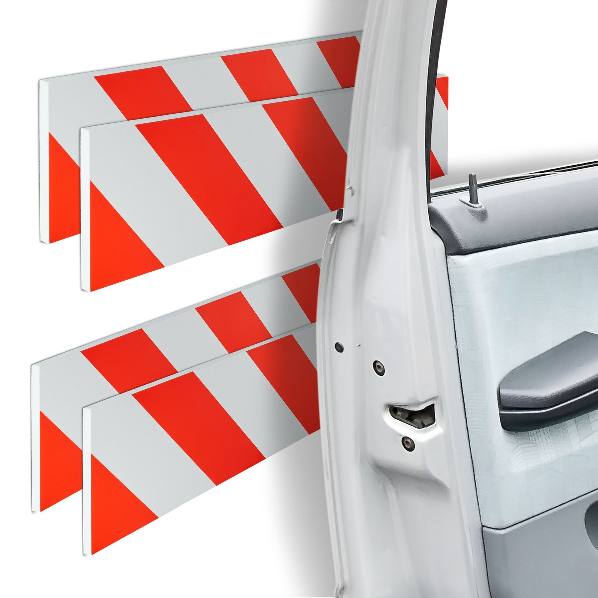 Garagen Wandschutz selbstklebend 4er-Set Weiss-Rot von Relaxdays