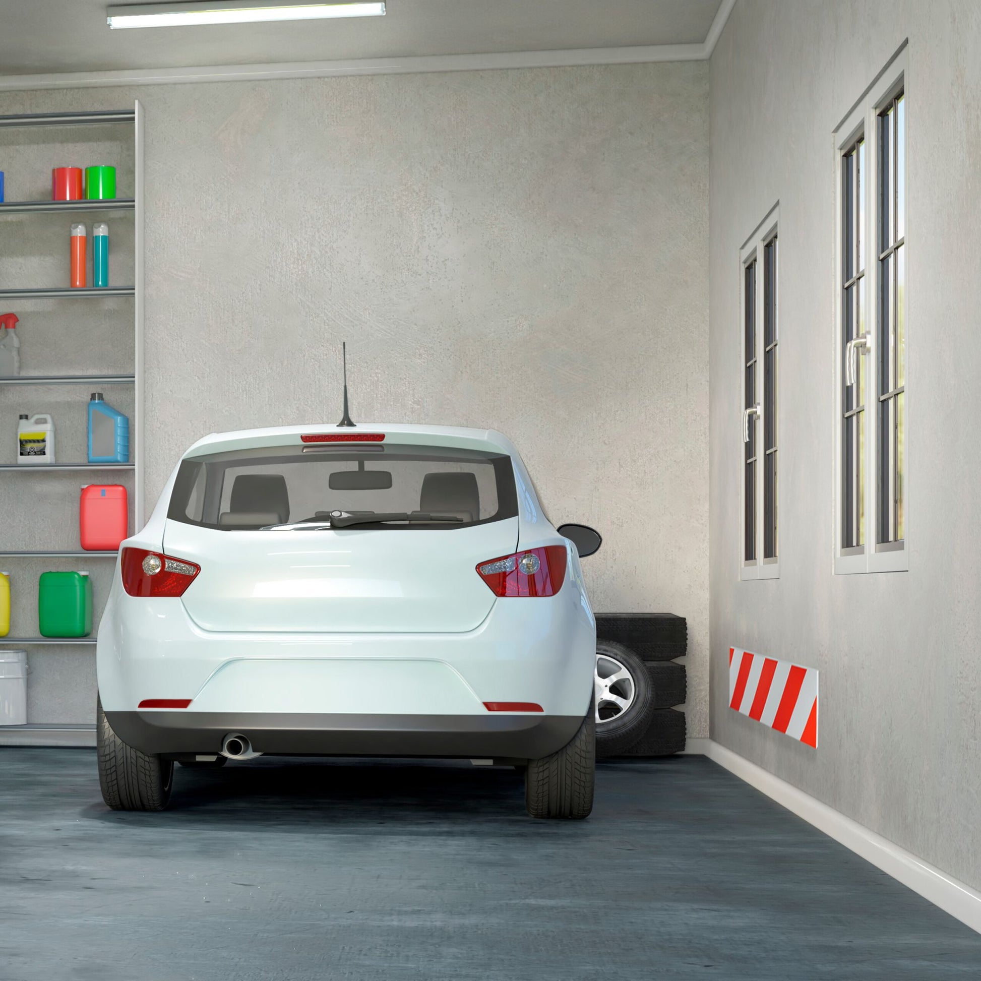 Garagen Wandschutz selbstklebend 2er-Set Weiss-Rot von Relaxdays