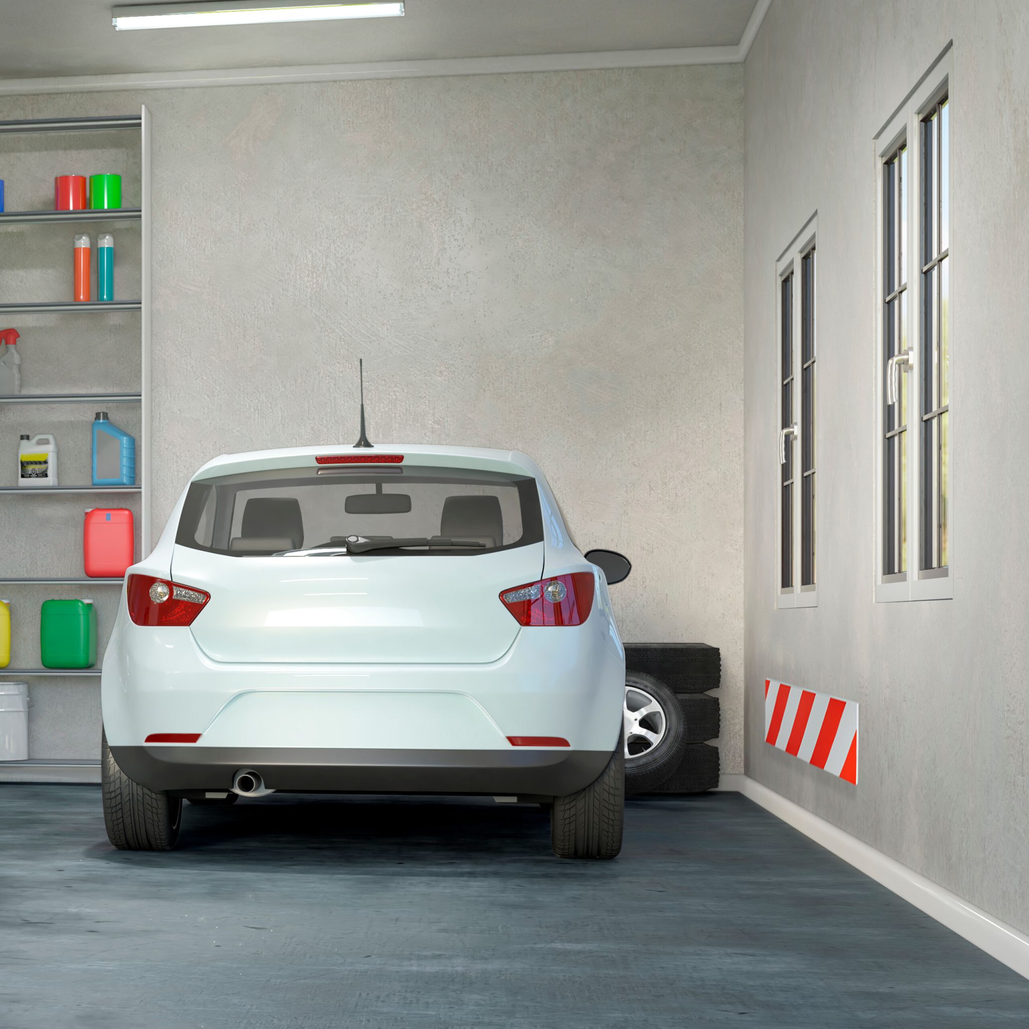 Garagen Wandschutz selbstklebend 2er-Set Weiss-Rot von Relaxdays