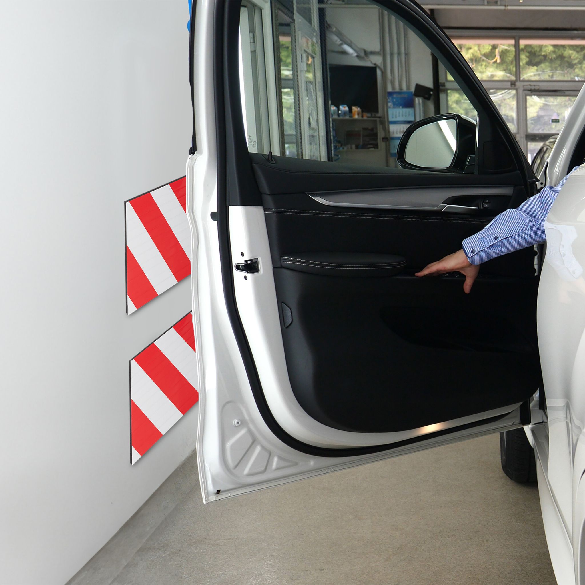 Garagen Wandschutz selbstklebend 2er-Set Weiss-Rot von Relaxdays