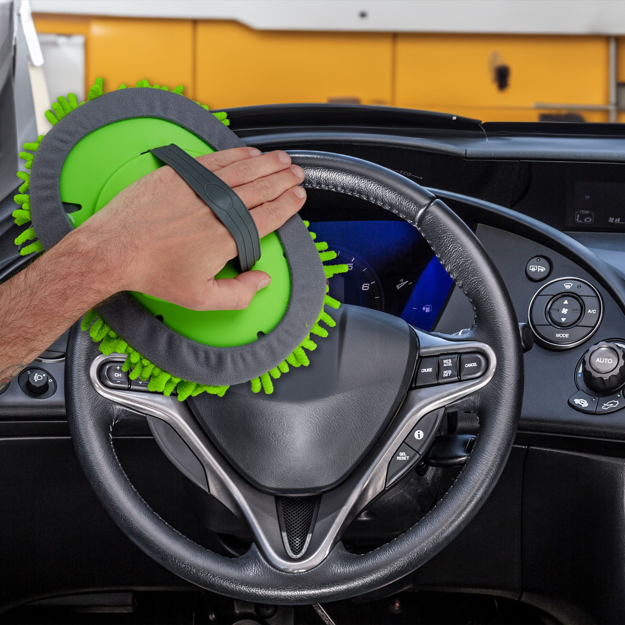 Auto Waschbürste mit Teleskopstiel Grün-Silber-Grau von Relaxdays