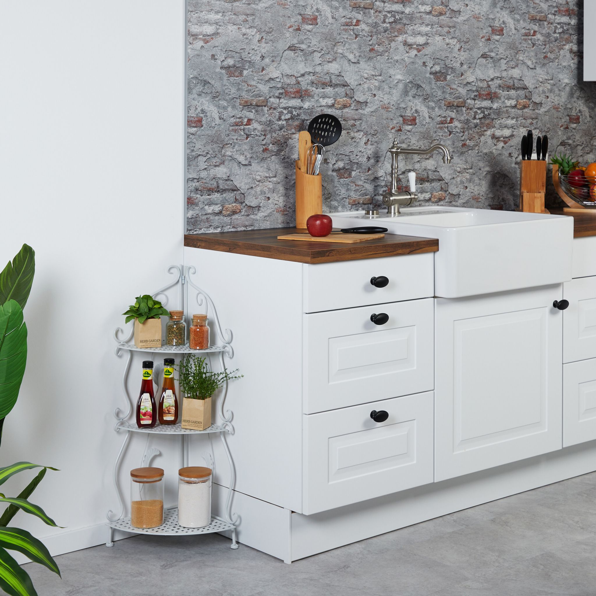 Eckregal Metall mit 3 Ablagen Weiss von Relaxdays