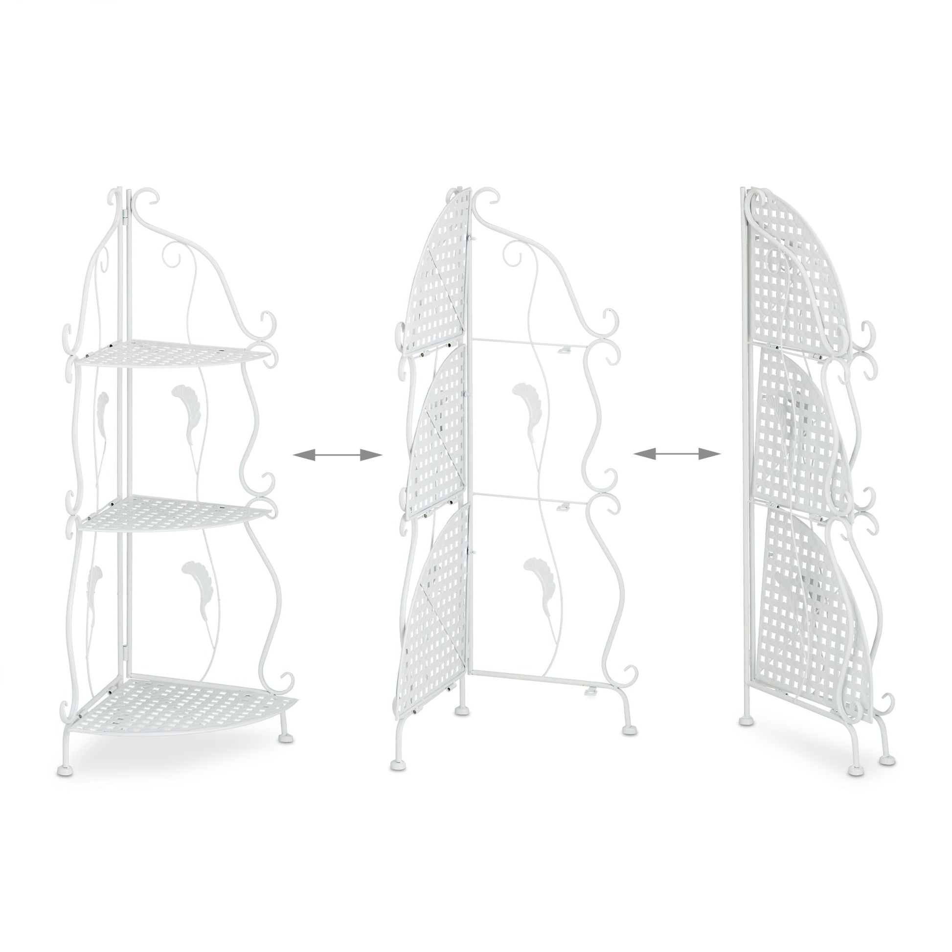 Eckregal Metall mit 3 Ablagen Weiss von Relaxdays