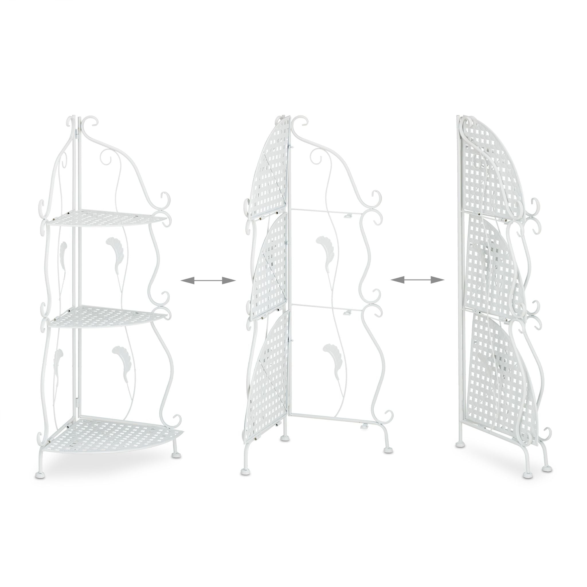 Eckregal Metall mit 3 Ablagen Weiss von Relaxdays