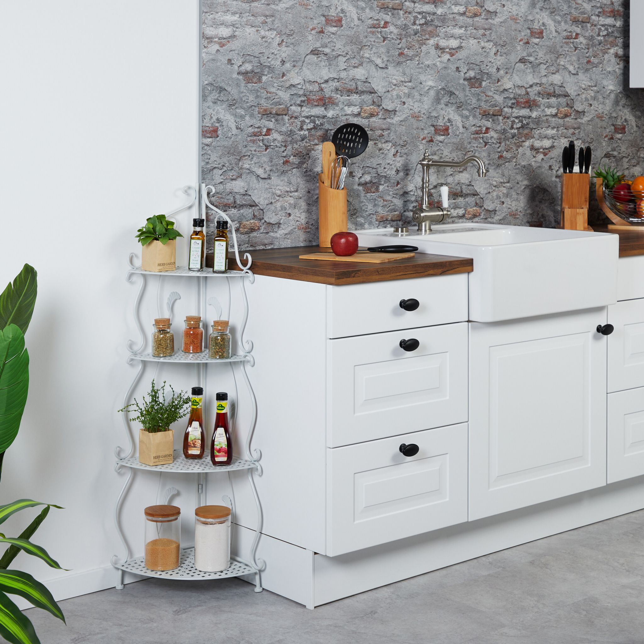 Eckregal Metall mit 4 Ablagen Weiss von Relaxdays