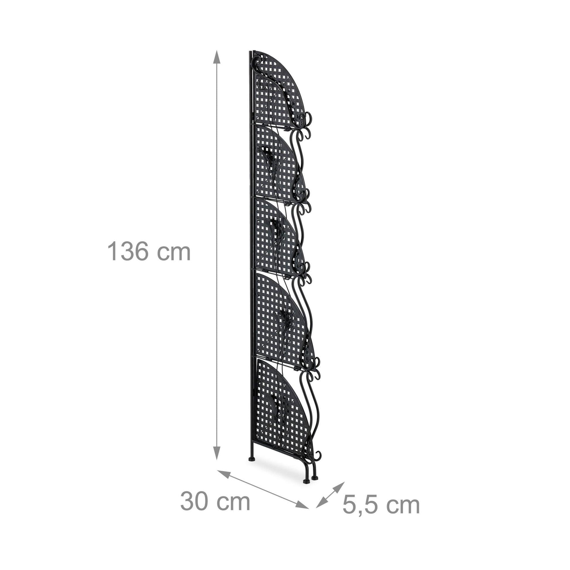 Eckregal Metall mit 5 Ablagen Schwarz von Relaxdays