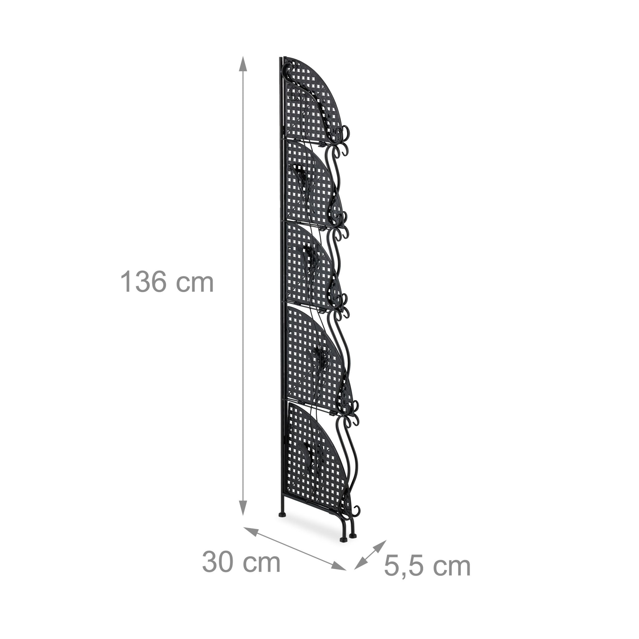 Eckregal Metall mit 5 Ablagen Schwarz von Relaxdays
