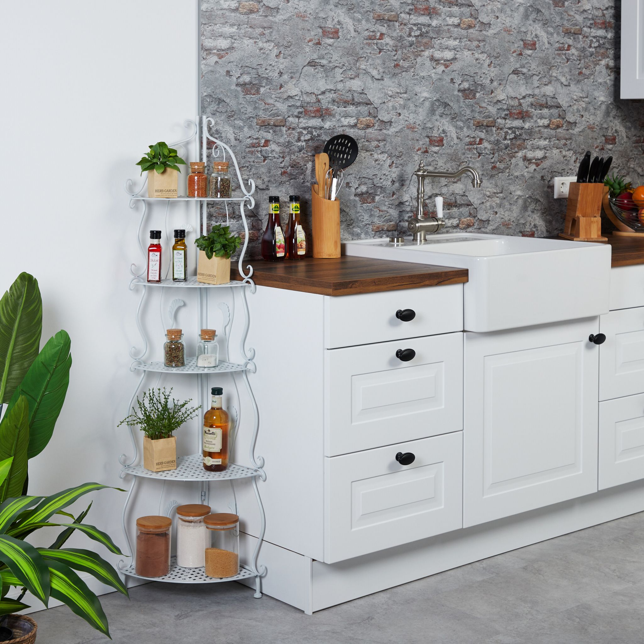 Eckregal Metall mit 5 Ablagen Weiss von Relaxdays