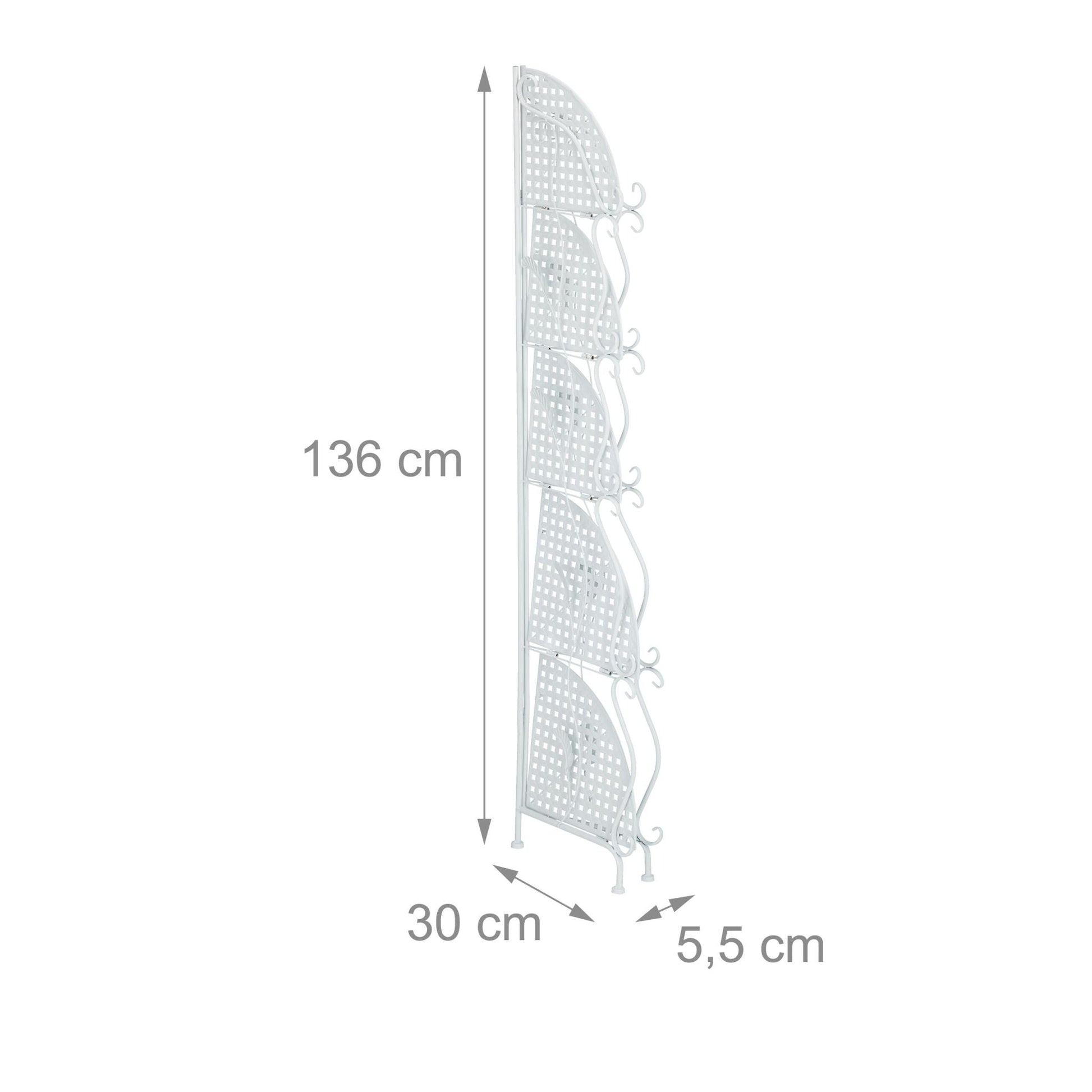Eckregal Metall mit 5 Ablagen Weiss von Relaxdays