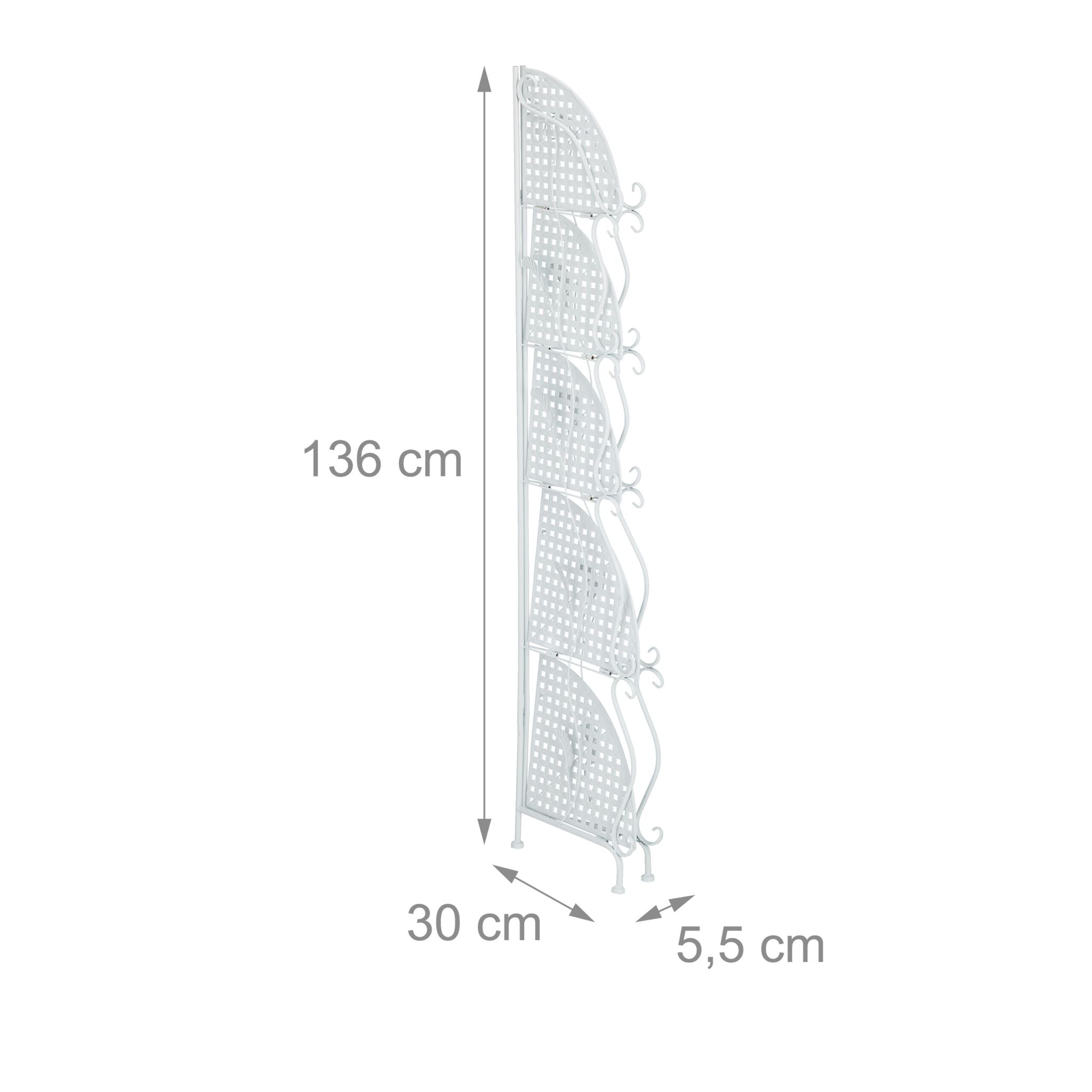 Eckregal Metall mit 5 Ablagen Weiss von Relaxdays