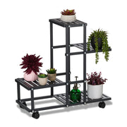 Blumenständer mit Rollen Schwarz von Relaxdays