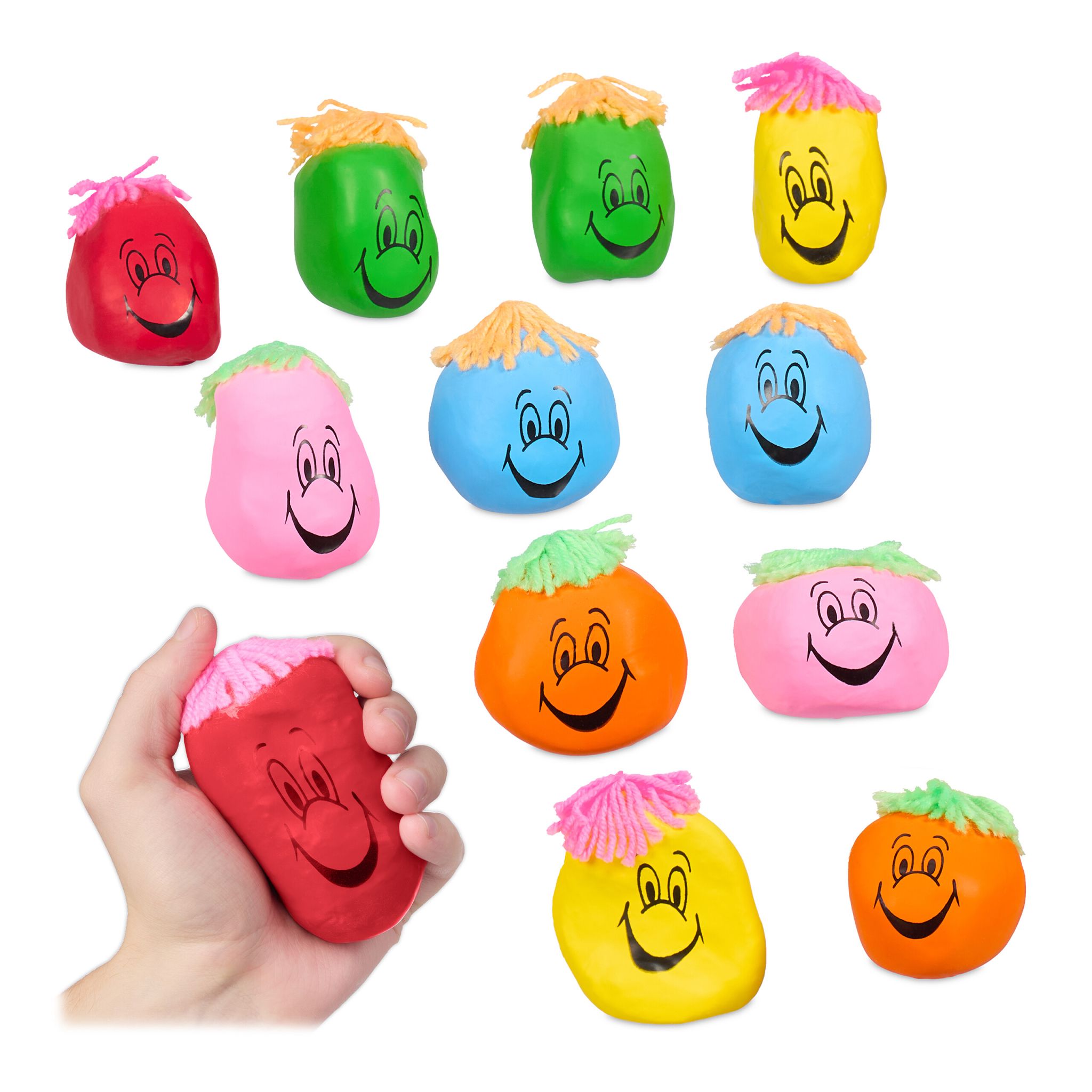 Stressbälle 8cm 12er-Set Blau-Gelb-Rot von Relaxdays