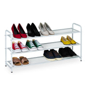 Metall Schuhregal für 12 Paar Schuhe Weiss-Schwarz von Relaxdays