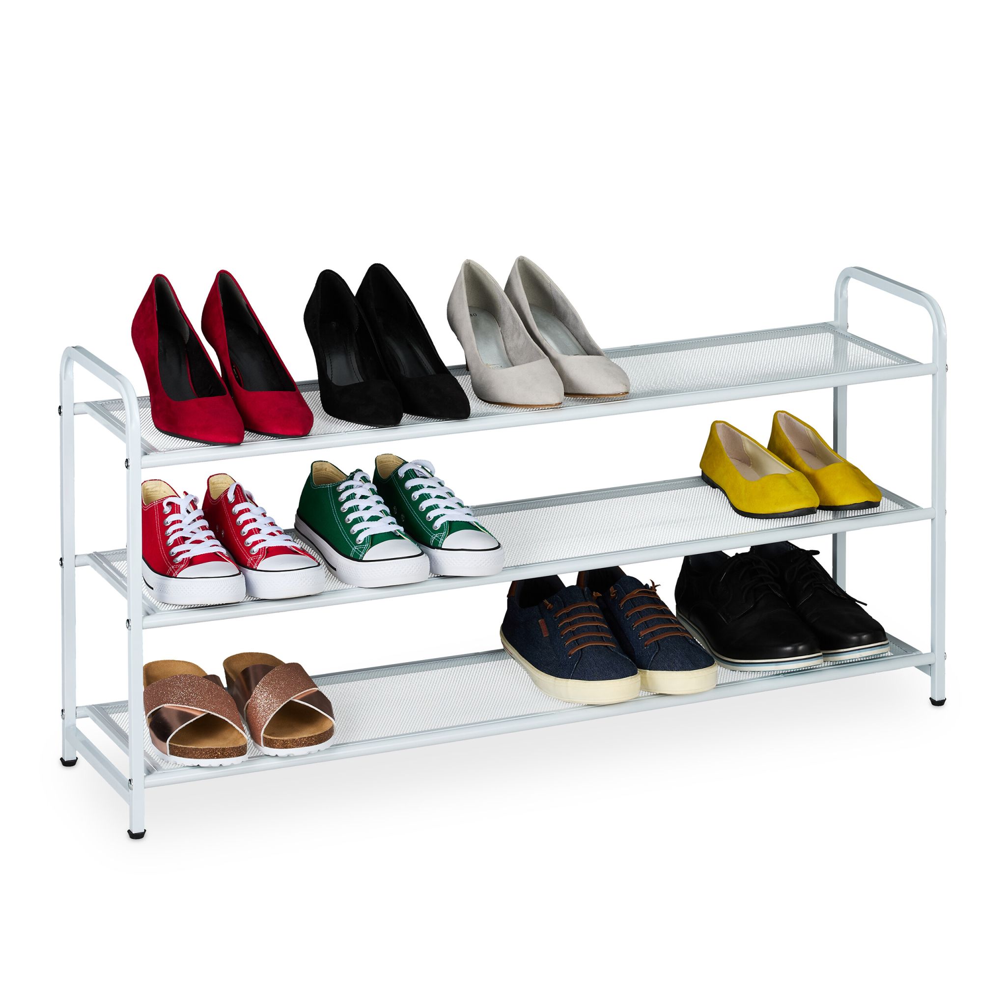 Metall Schuhregal für 12 Paar Schuhe Weiss-Schwarz von Relaxdays