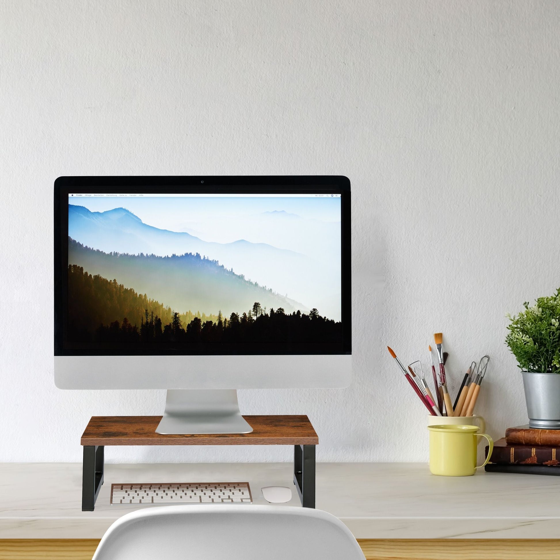Monitorständer Industrial-Design Dunkelbraun-Schwarz von Relaxdays