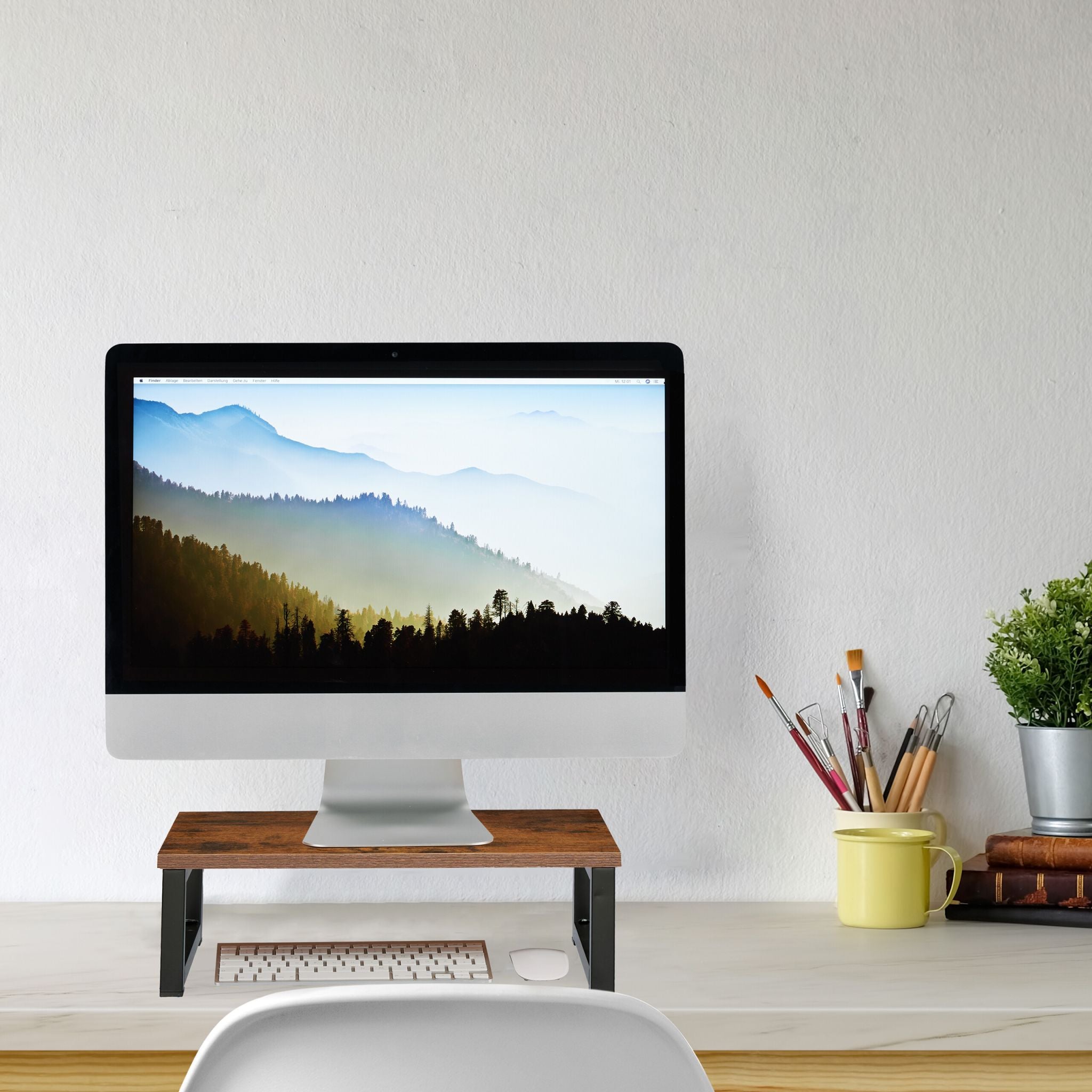 Monitorständer Industrial-Design Dunkelbraun-Schwarz von Relaxdays