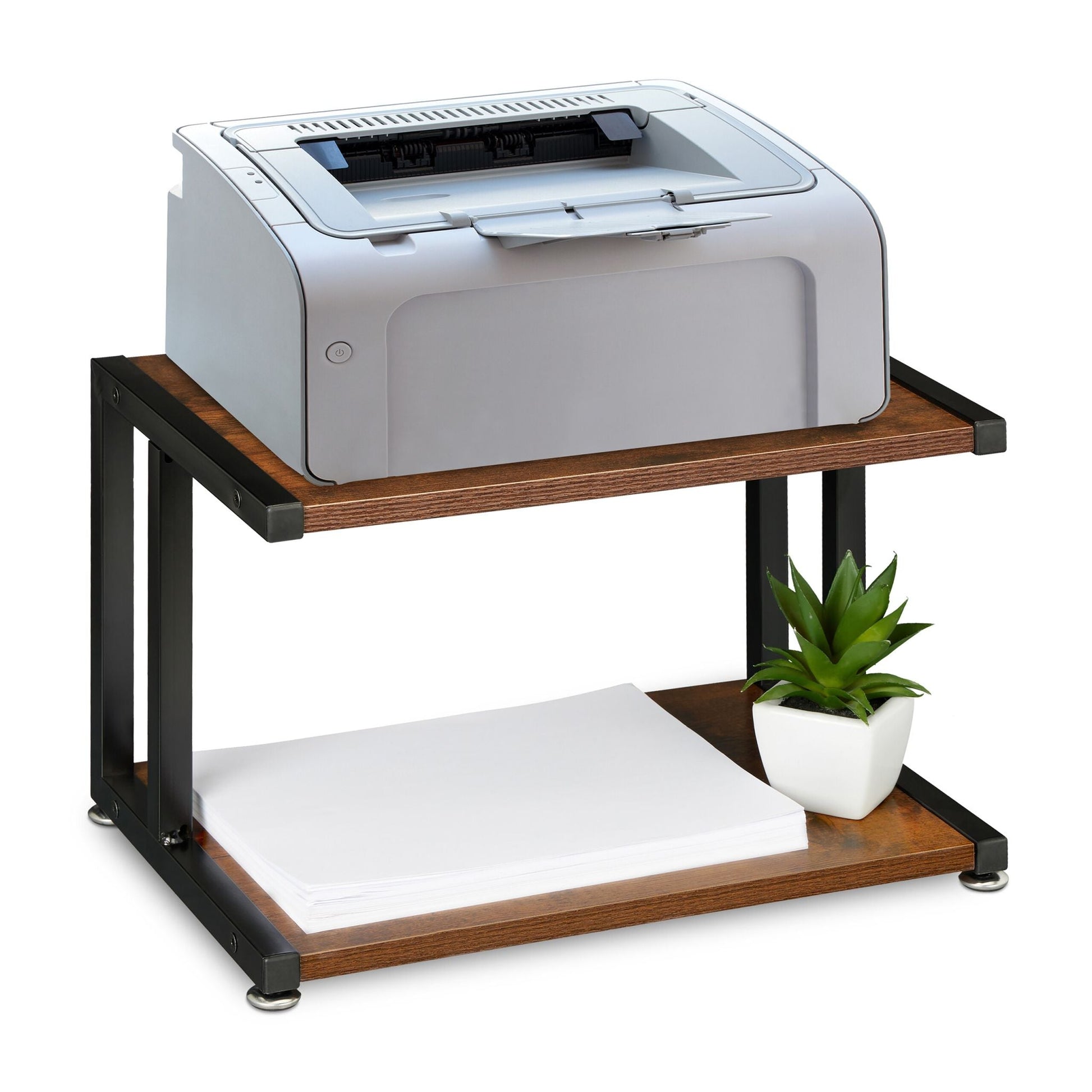 Druckerständer Industrial Design Dunkelbraun-Schwarz von Relaxdays
