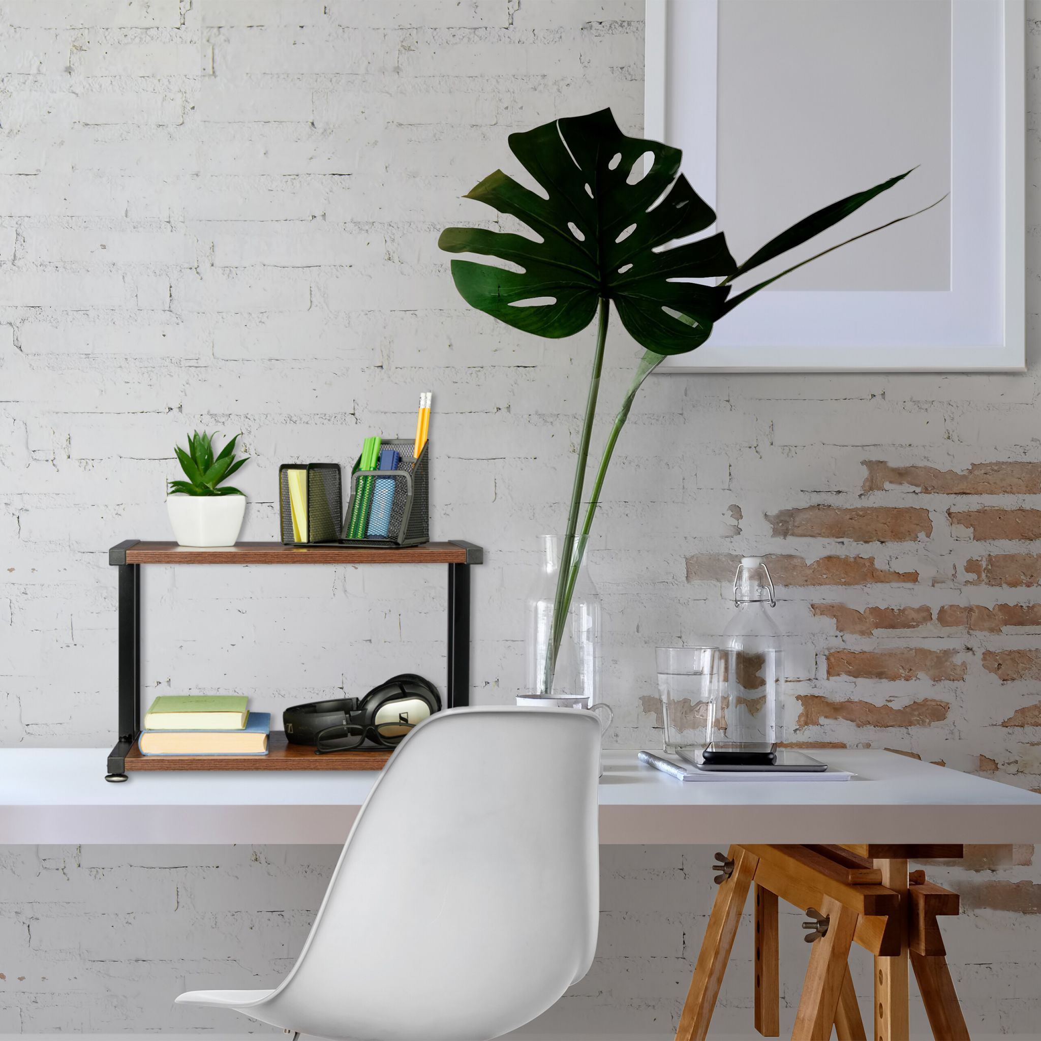Druckerständer Industrial Design Dunkelbraun-Schwarz von Relaxdays
