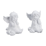 Sitzende Grabengel 2er-Set Weiss von Relaxdays