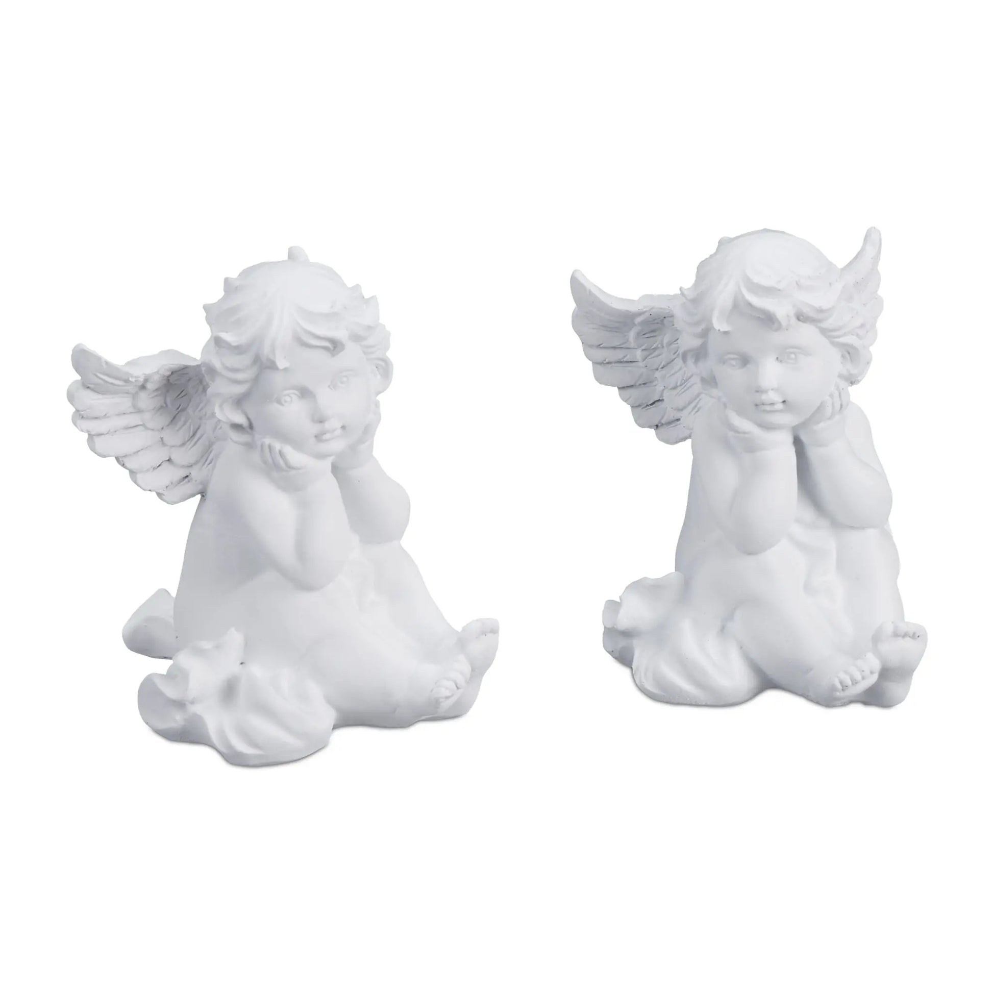 Sitzende Grabengel 2er-Set Weiss von Relaxdays