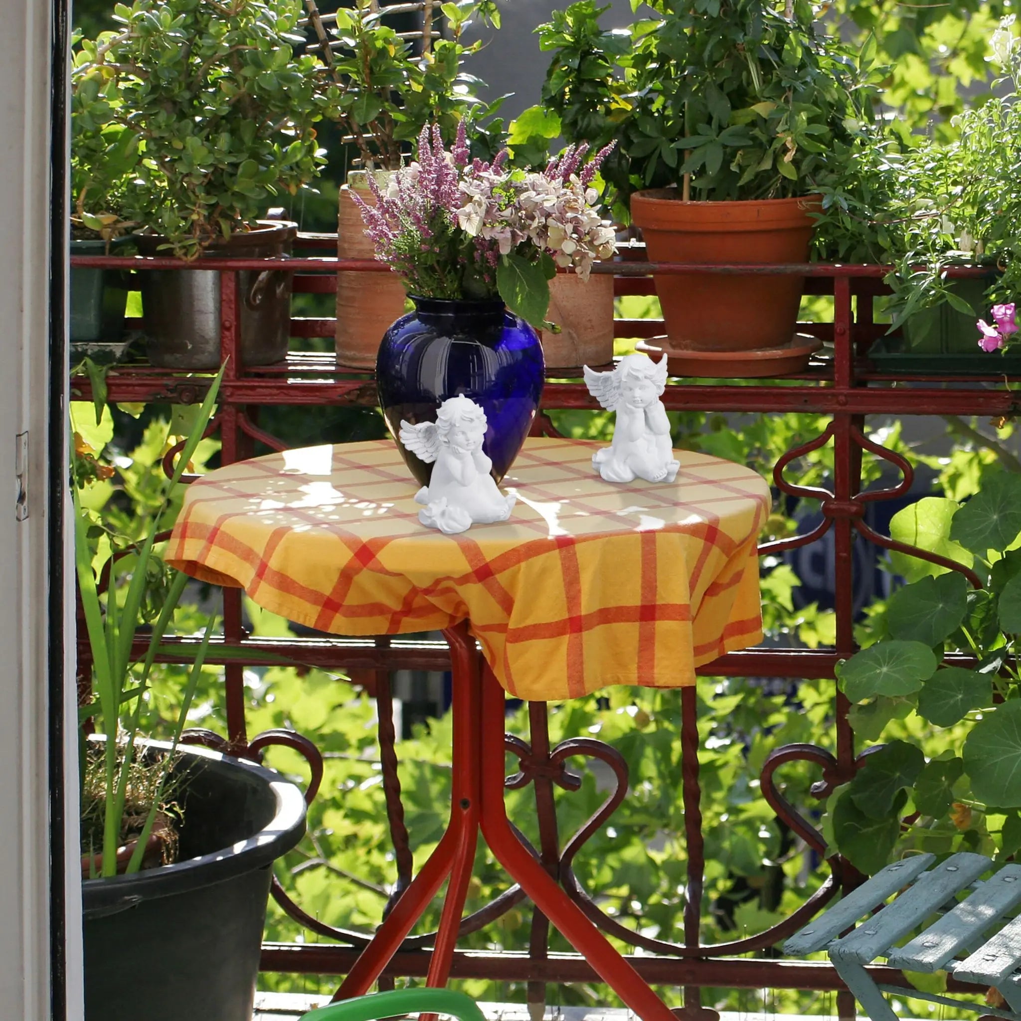 Sitzende Grabengel 2er-Set Weiss von Relaxdays