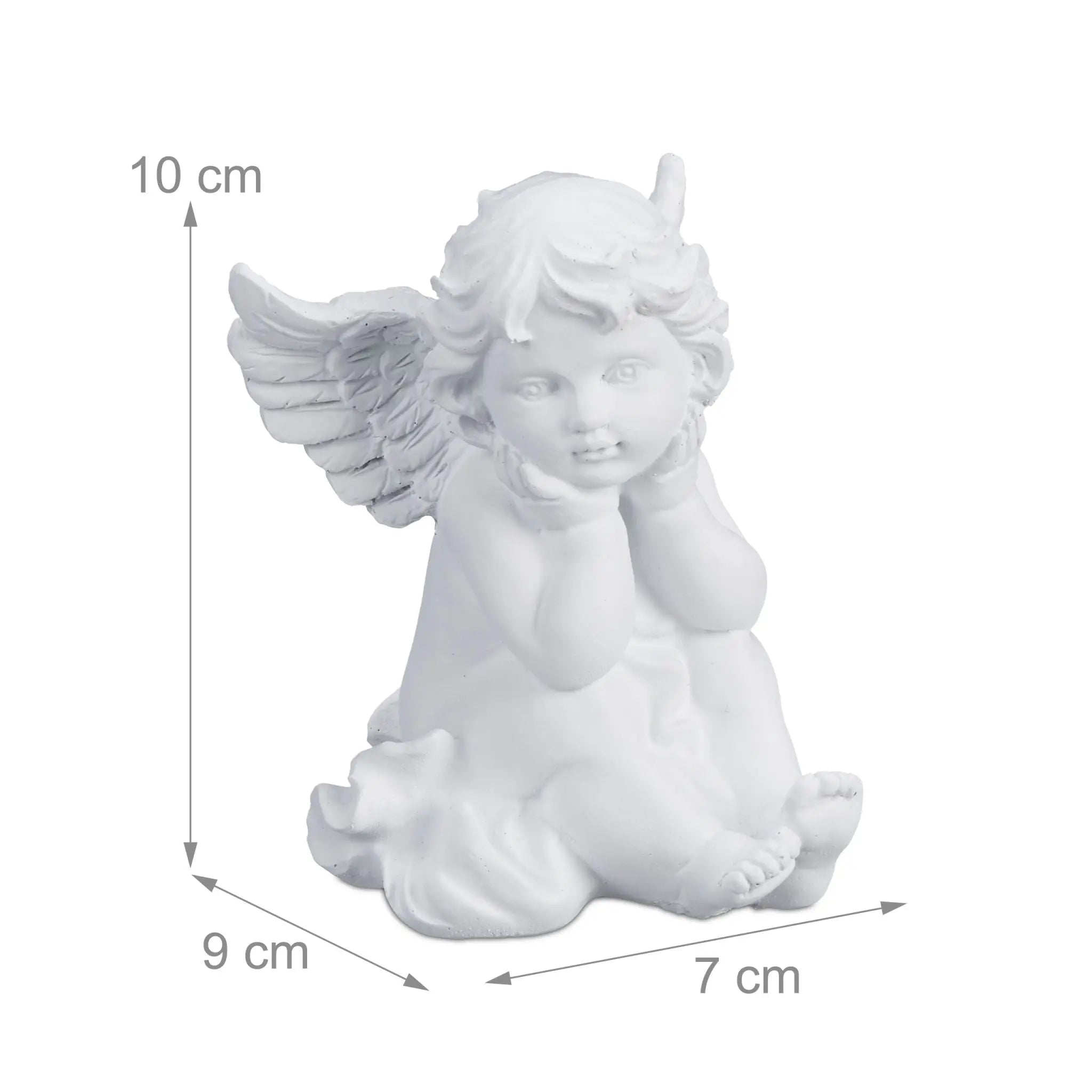 Sitzende Grabengel 2er-Set Weiss von Relaxdays