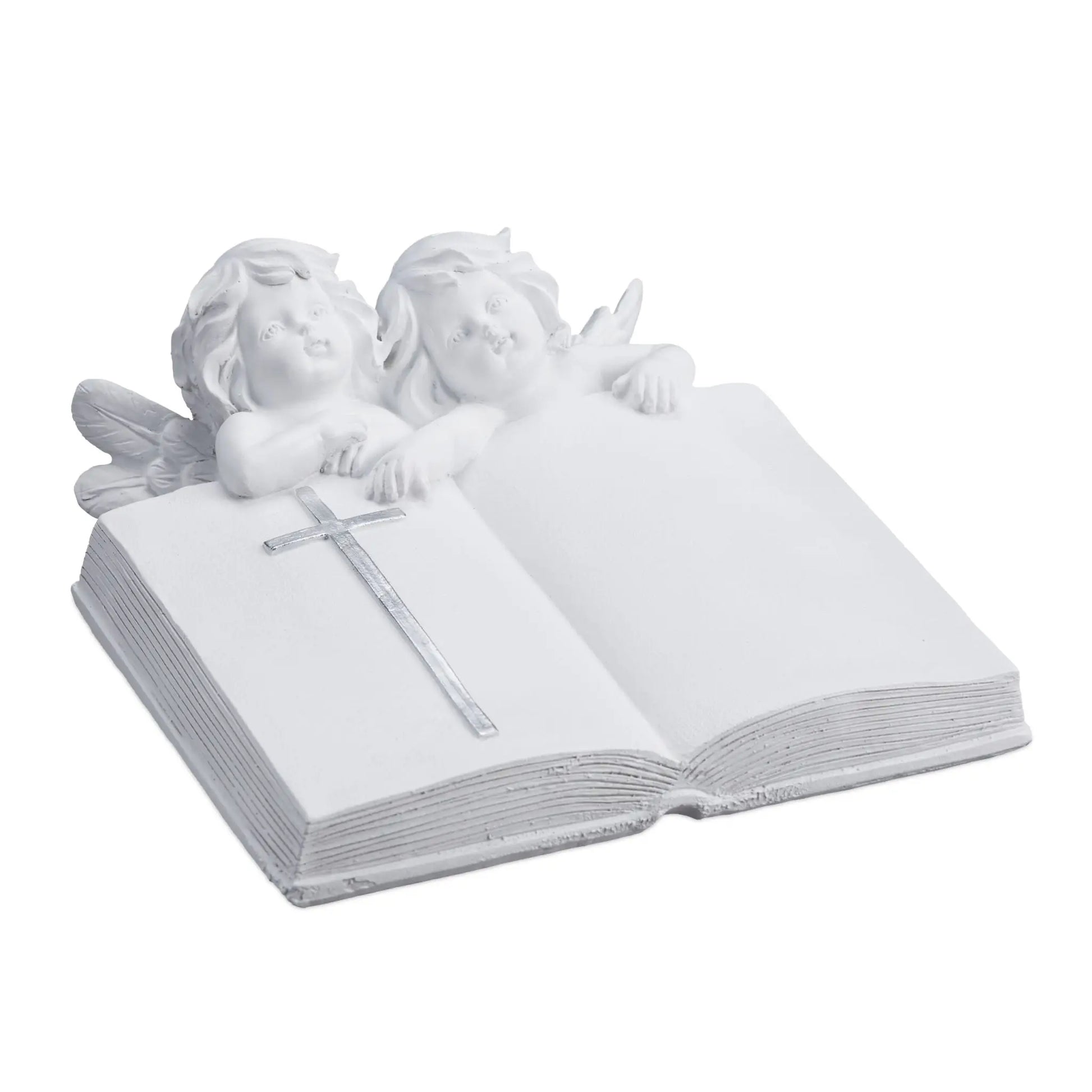 Grabengel mit Buch Weiss-Silber von Relaxdays