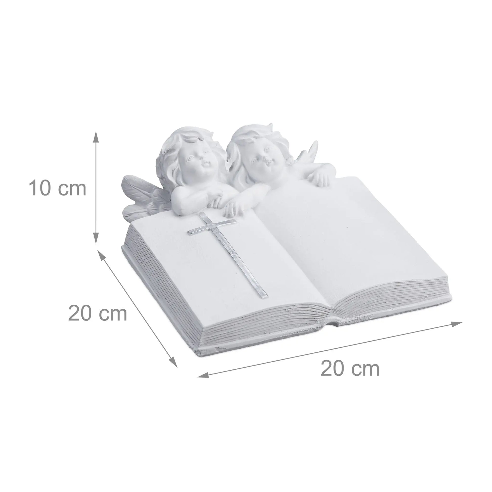 Grabengel mit Buch Weiss-Silber von Relaxdays