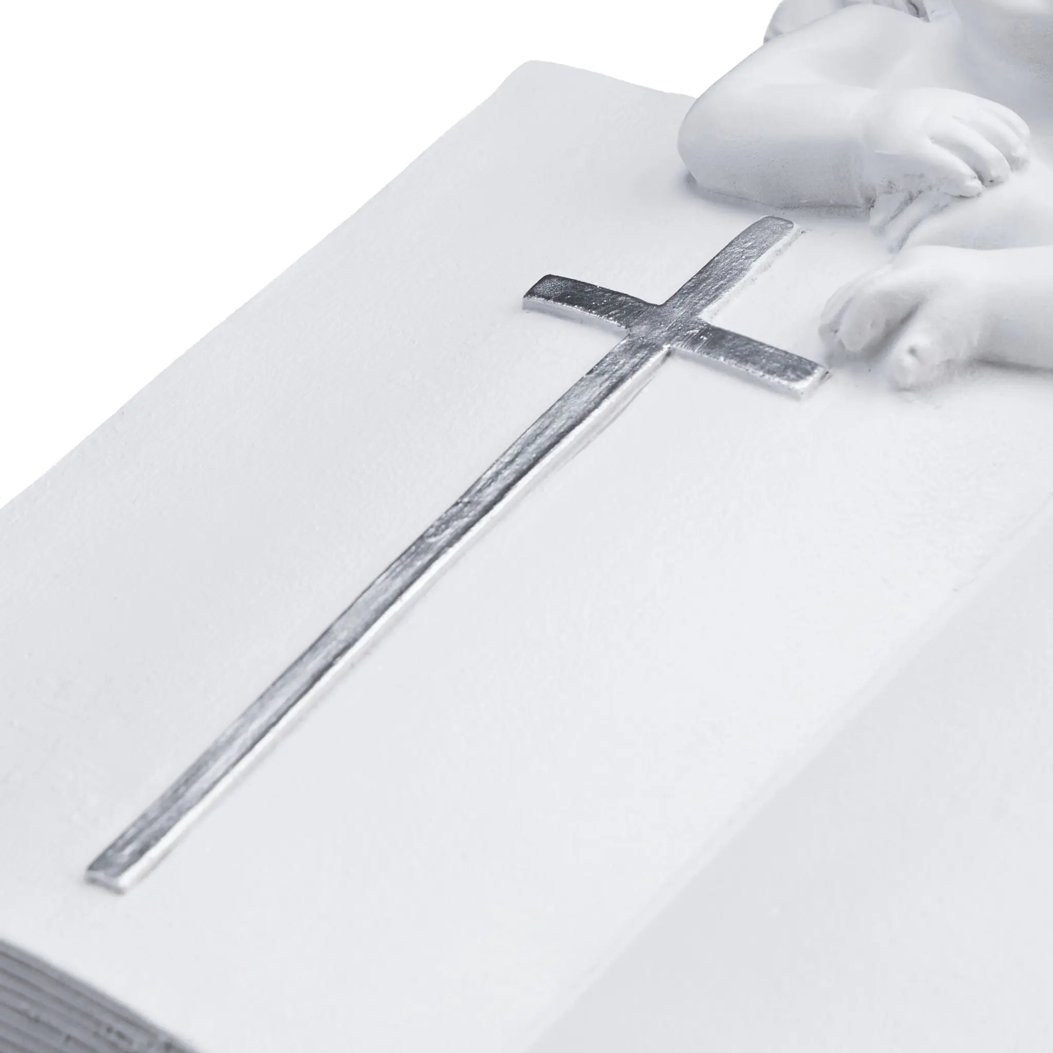 Grabengel mit Buch Weiss-Silber von Relaxdays