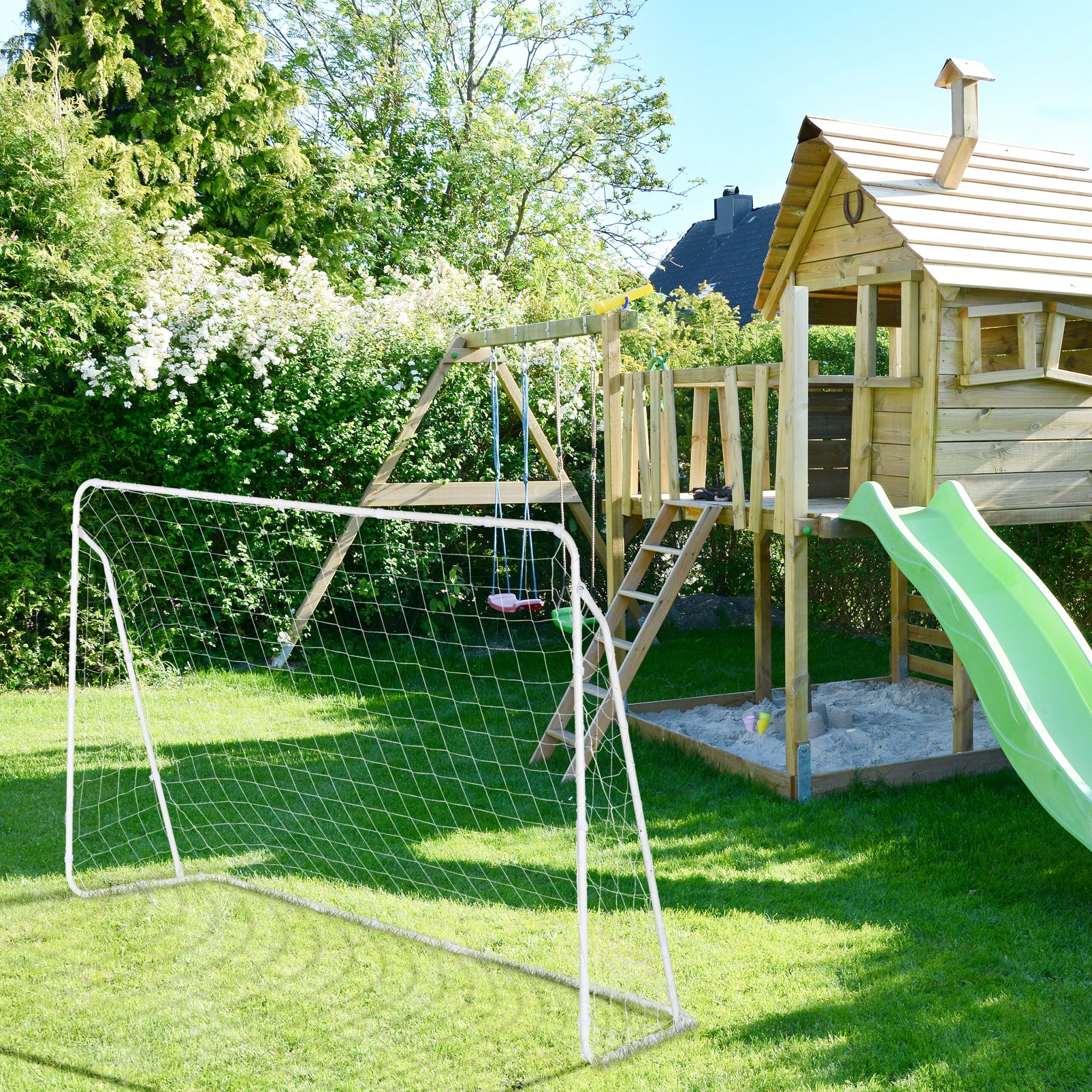 Fussballtor Stahl Weiss von Relaxdays