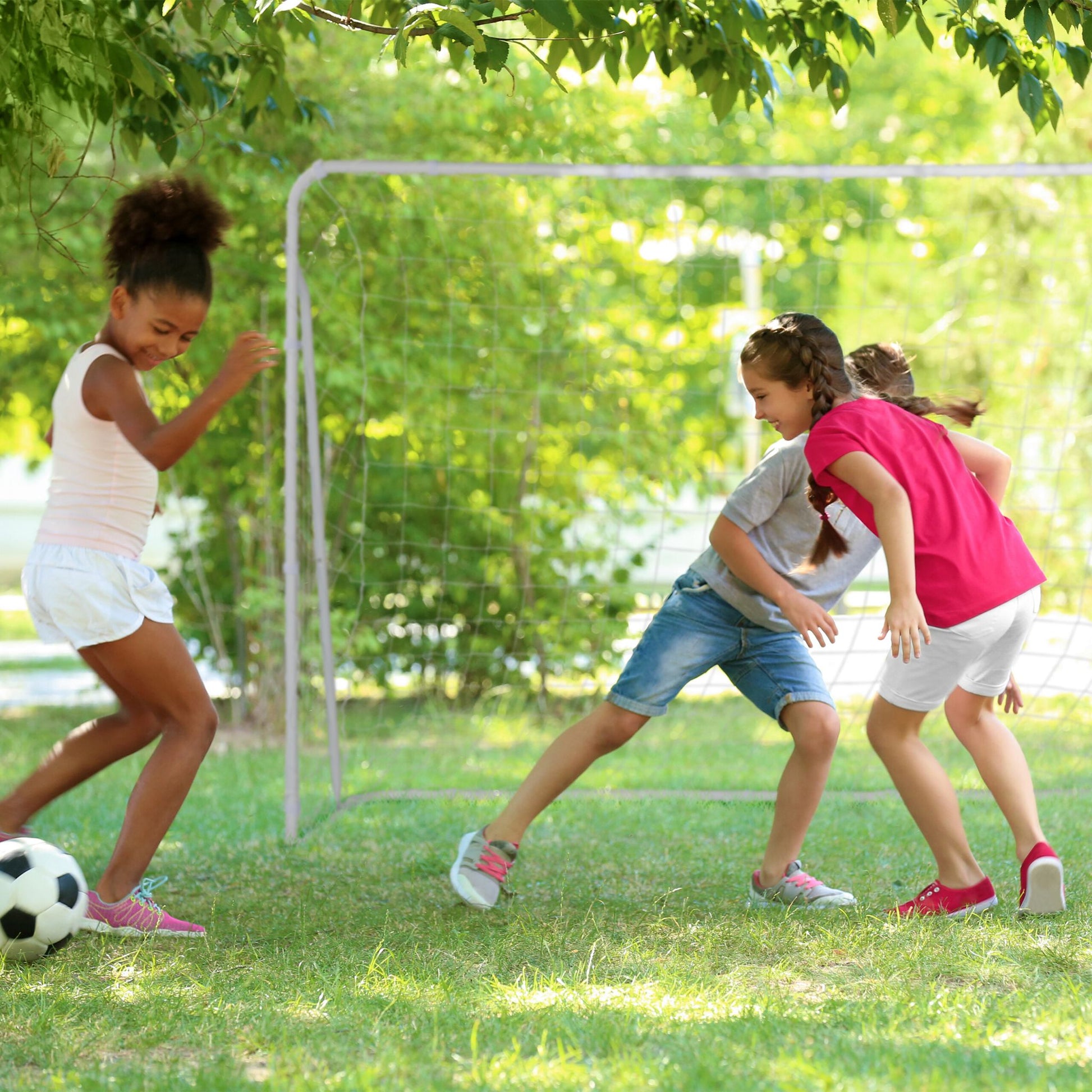 Fussballtor Stahl Weiss von Relaxdays