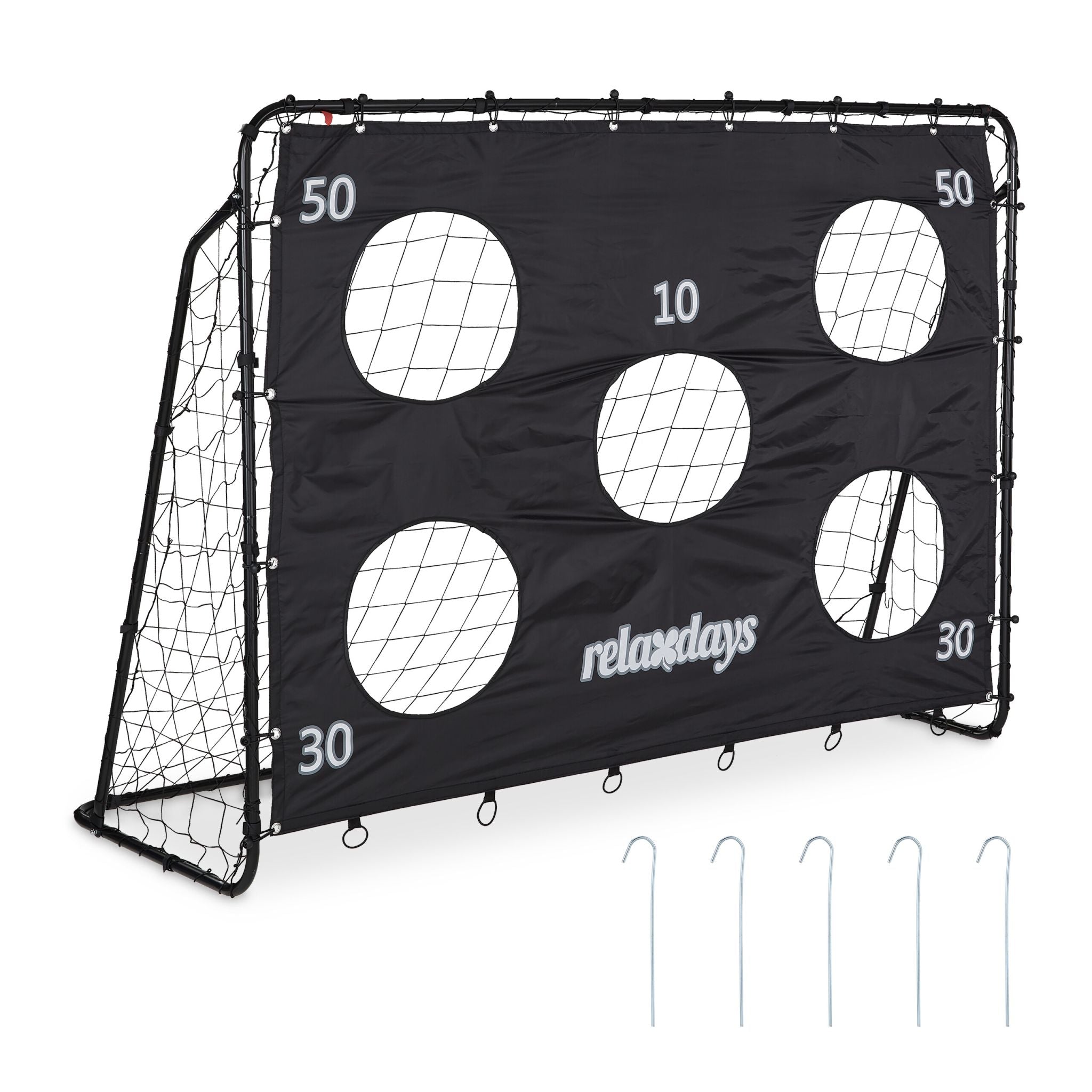 Fussballtor mit Torwand Weiss-Schwarz-Grau von Relaxdays