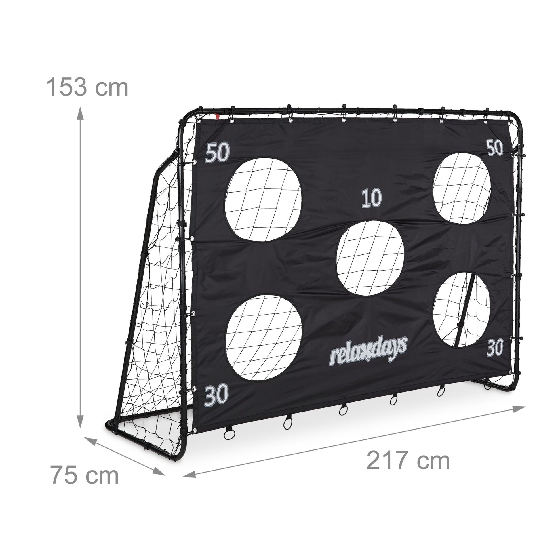 Fussballtor mit Torwand Weiss-Schwarz-Grau von Relaxdays