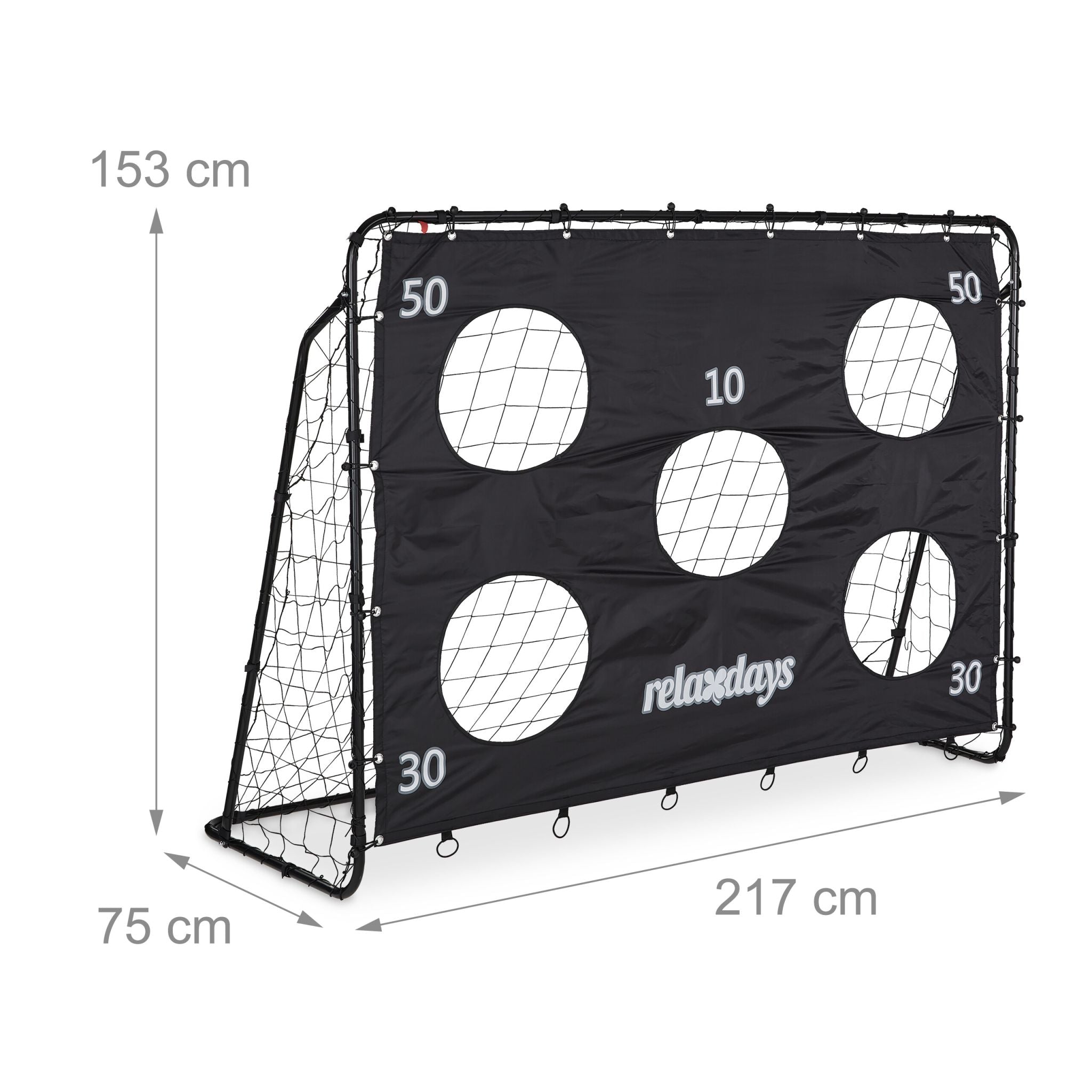 Fussballtor mit Torwand Weiss-Schwarz-Grau von Relaxdays