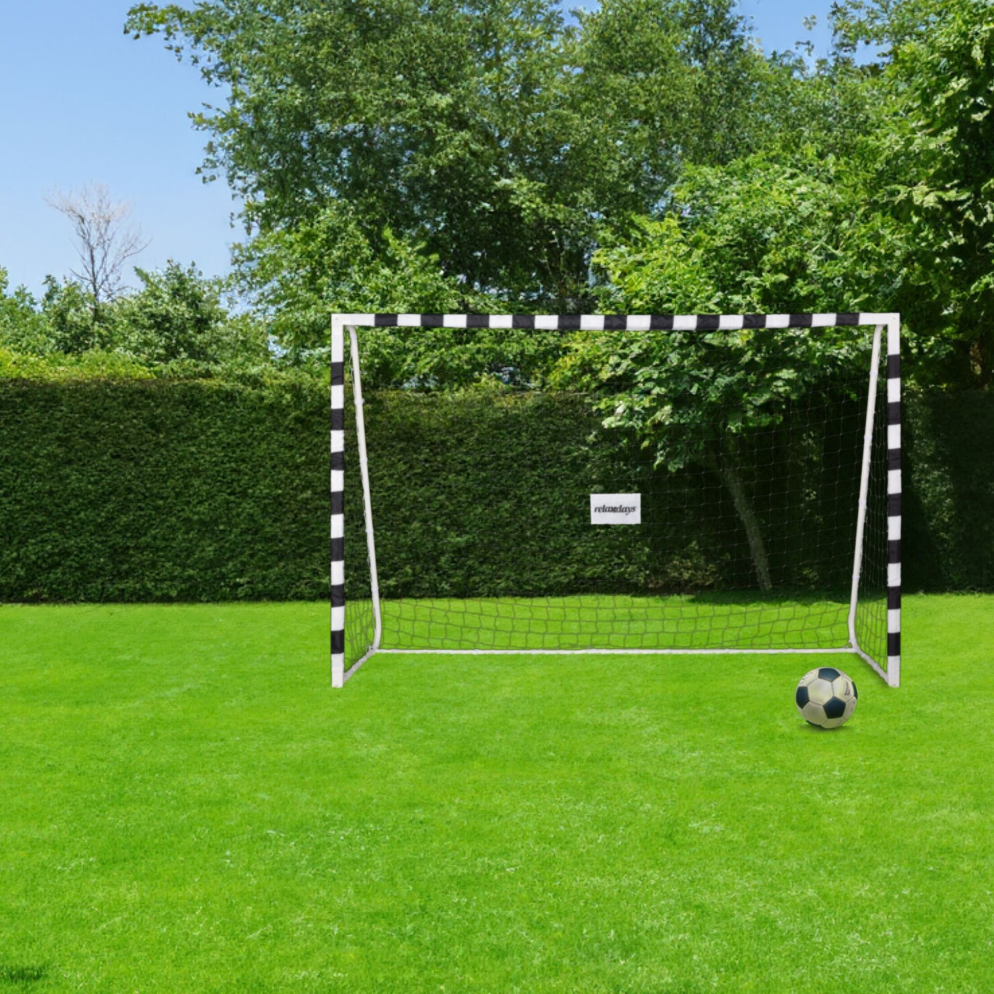 Fussballtor Metall XXL Weiss-Schwarz von Relaxdays