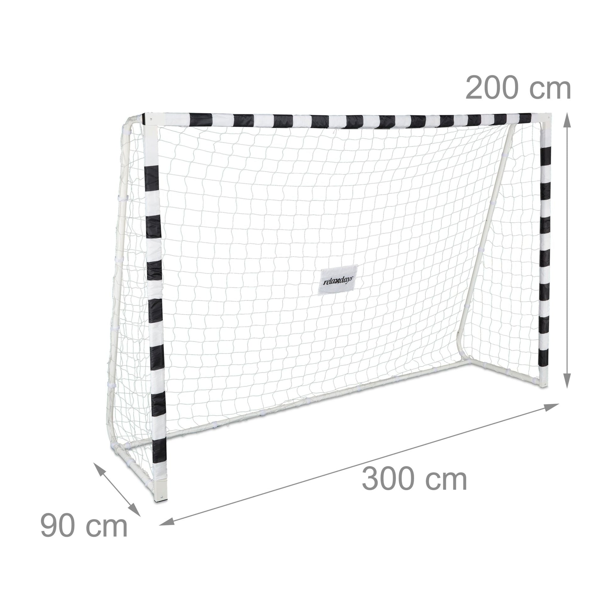 Fussballtor Metall XXL Weiss-Schwarz von Relaxdays